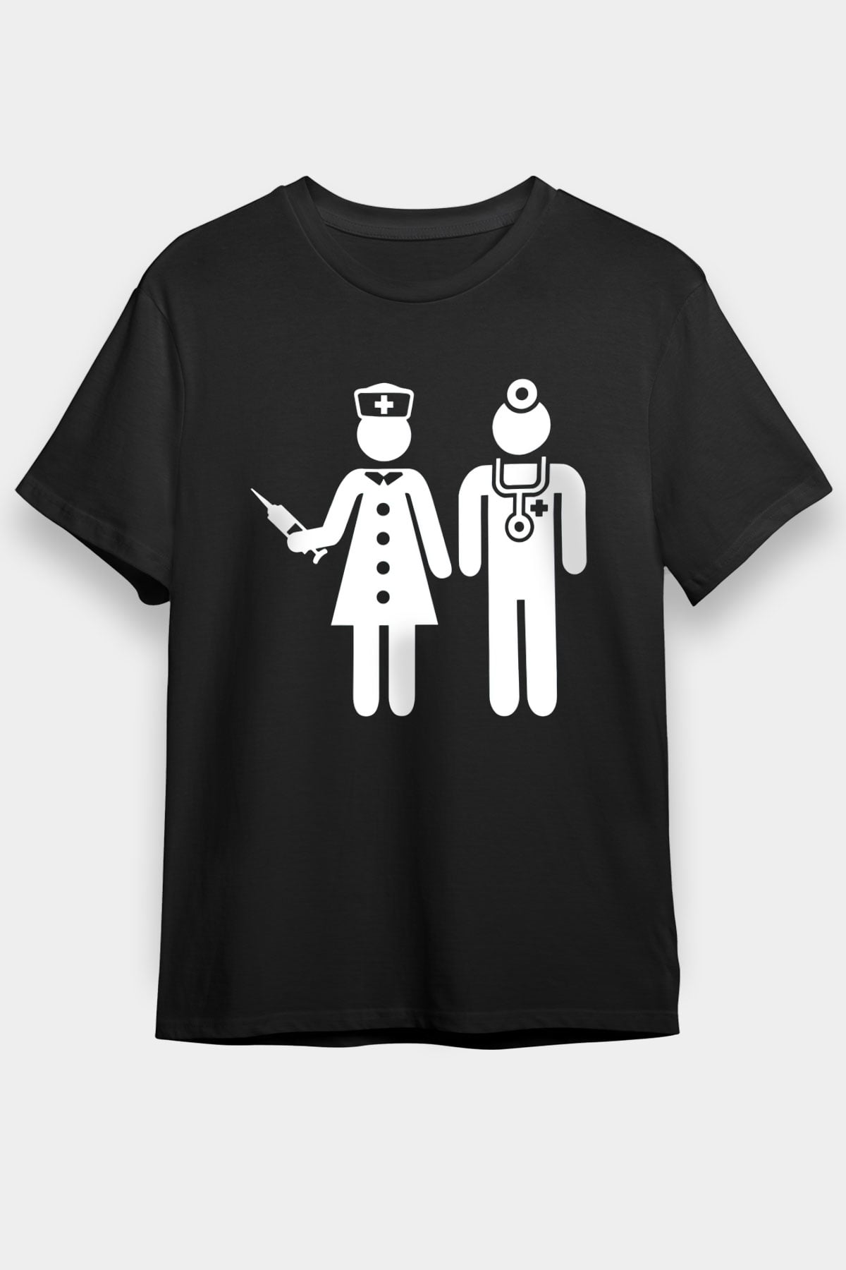 Tıp Bayramı Baskılı Unisex Siyah Tişört - Tshirt