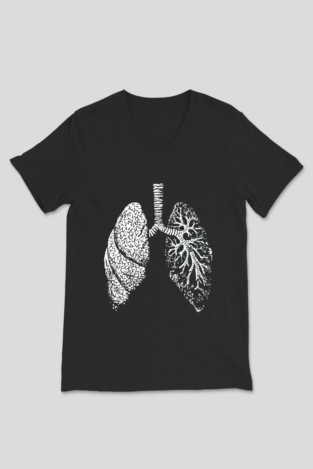 Tıp Bayramı Baskılı Unisex Siyah V Yaka Tişört - Tshirt