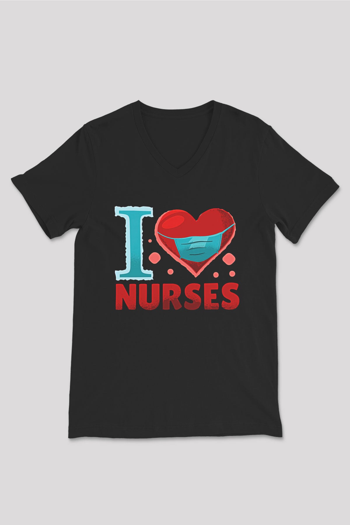 Tıp Bayramı Baskılı Unisex Siyah V Yaka Tişört - Tshirt