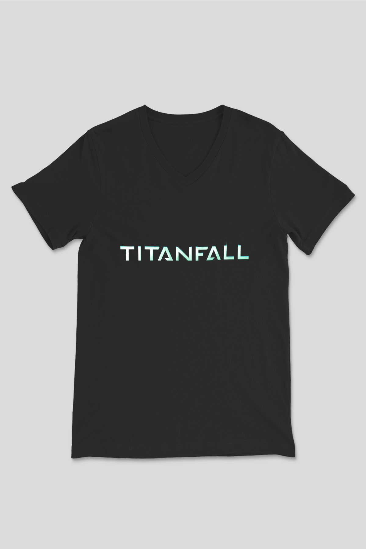 Titanfall Siyah Unisex V Yaka Tişört T-Shirt