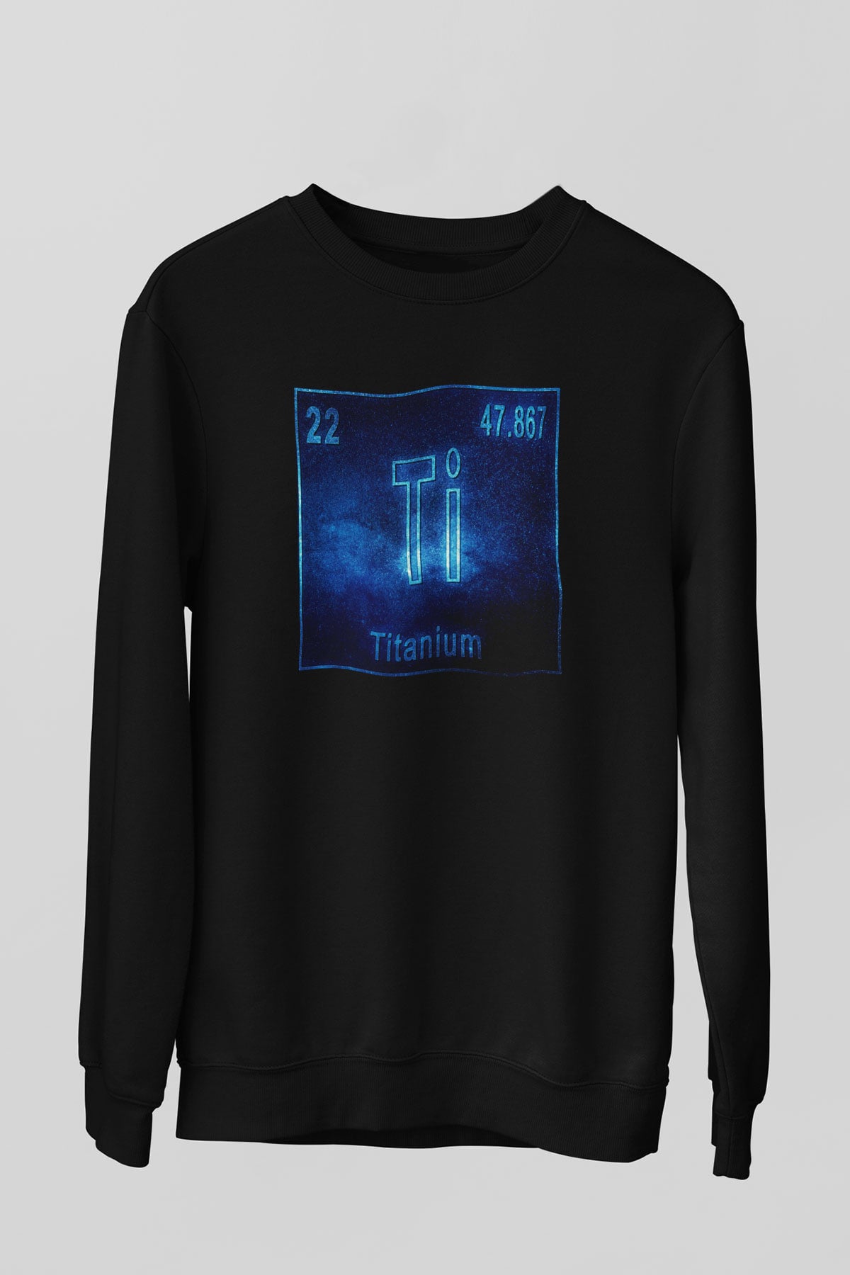 Titanyum Atom Numarası Baskılı Unisex Siyah Sweatshirt