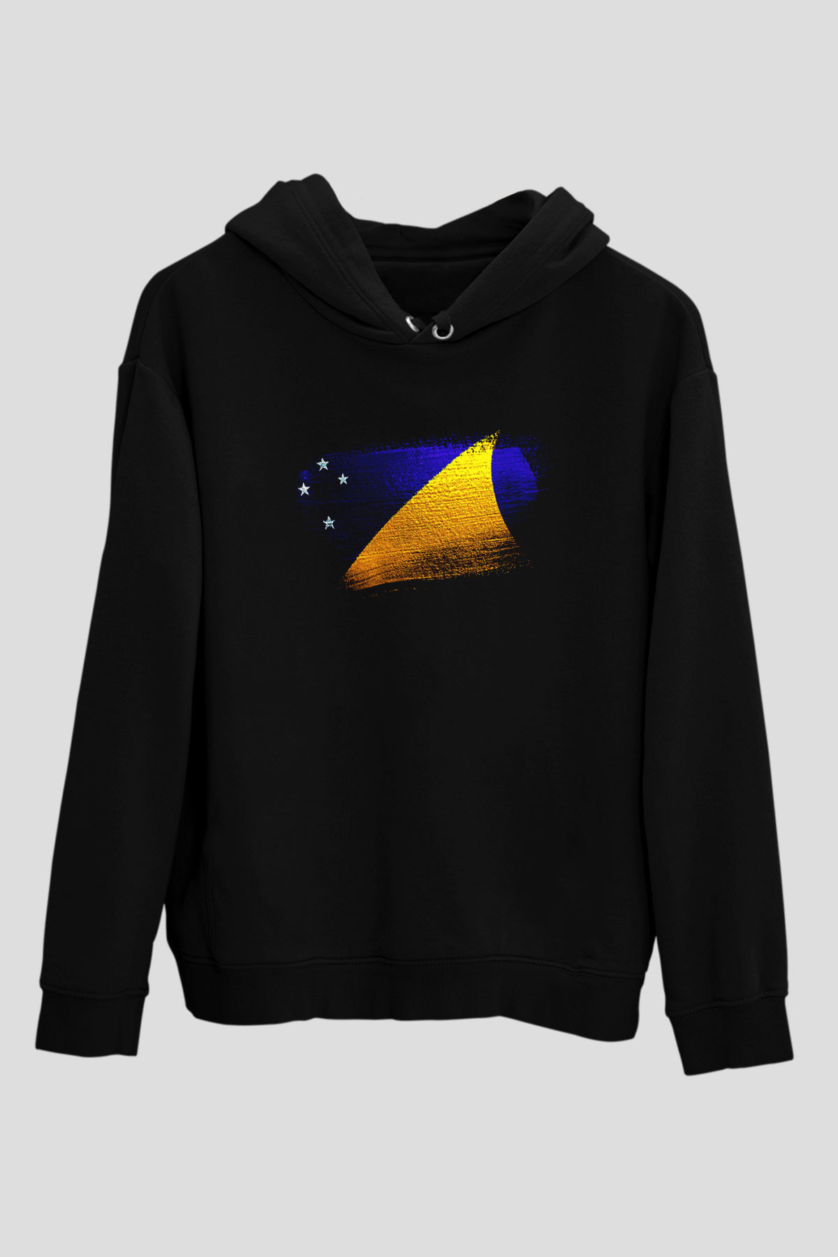 Tokelau Bayrağı Baskılı Unisex Siyah Kapüşonlu Sweatshirt