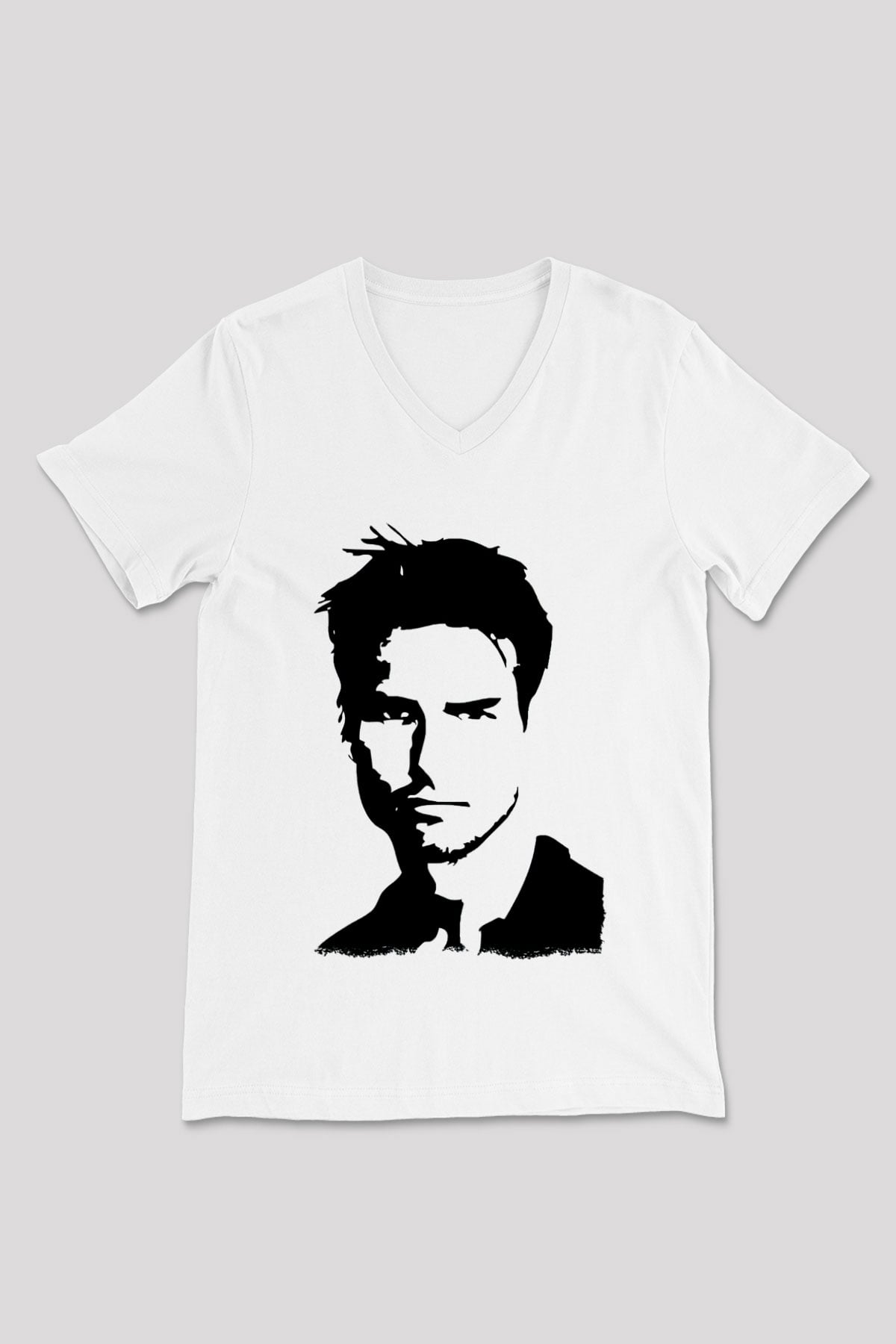 Tom Cruise Beyaz Unisex V Yaka Tişört