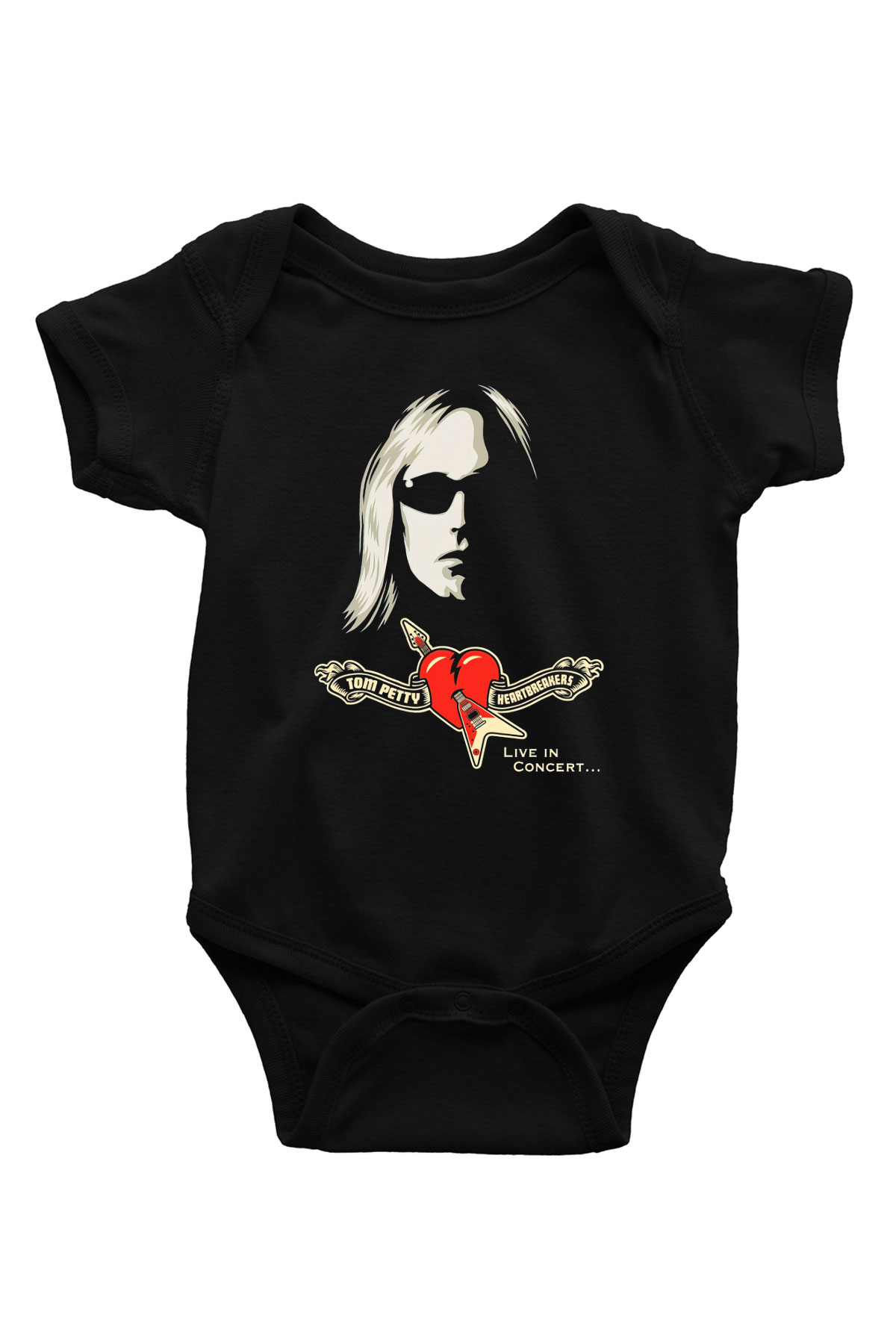 Tom Petty Baskılı Siyah Bebek Body - Zıbın