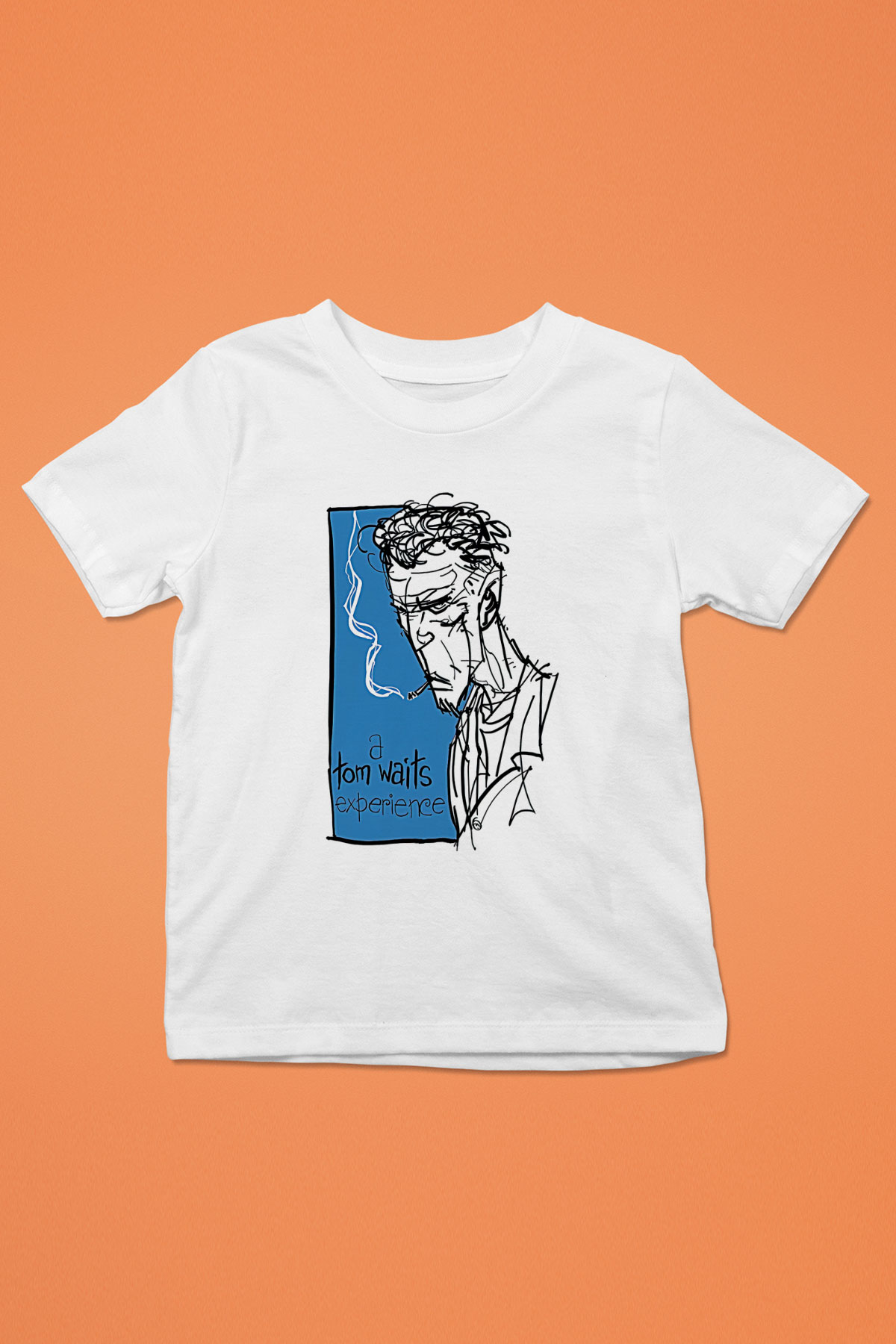 Tom Waits Baskılı Beyaz Unisex Beyaz Çocuk Tişört - Tshirt