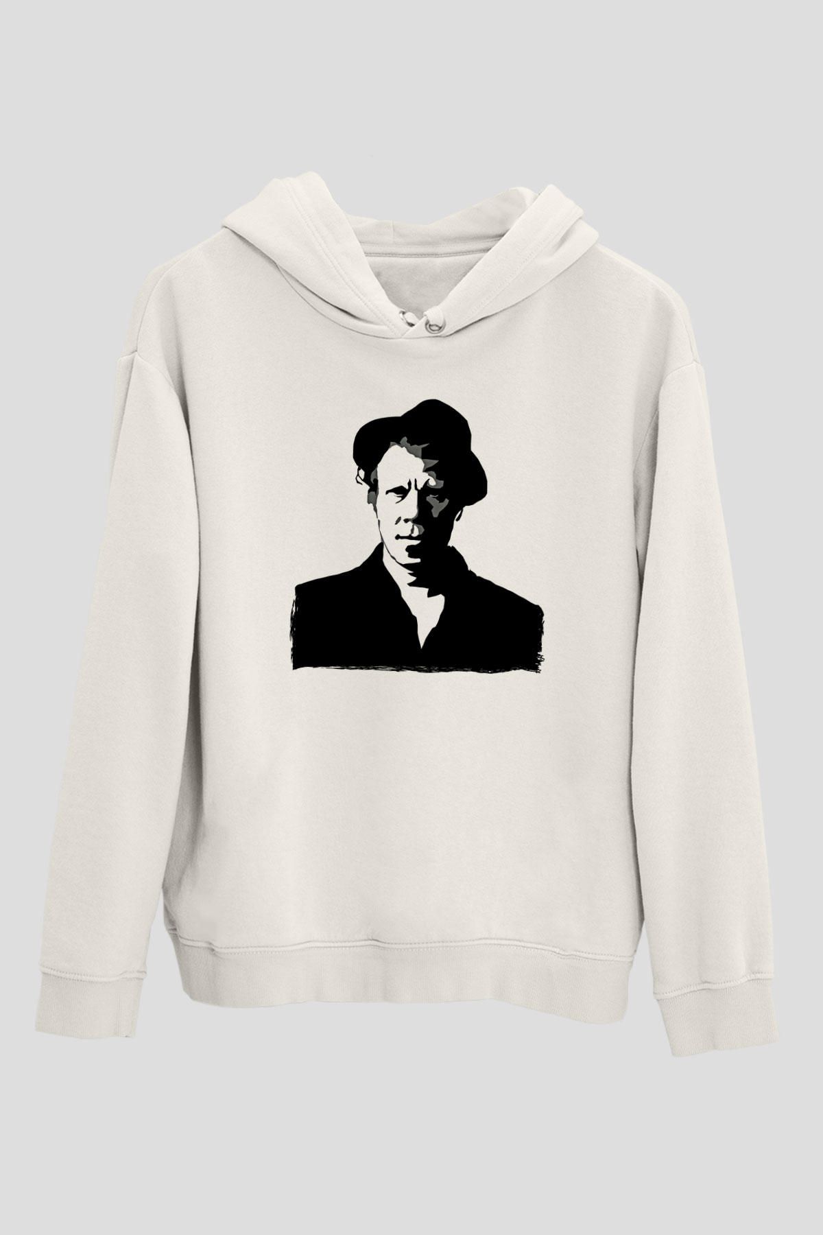 Tom Waits Baskılı Beyaz Unisex Kapüşonlu Sweatshirt
