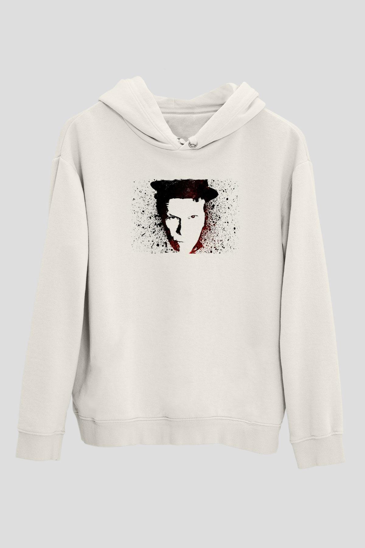 Tom Waits Baskılı Beyaz Unisex Kapüşonlu Sweatshirt