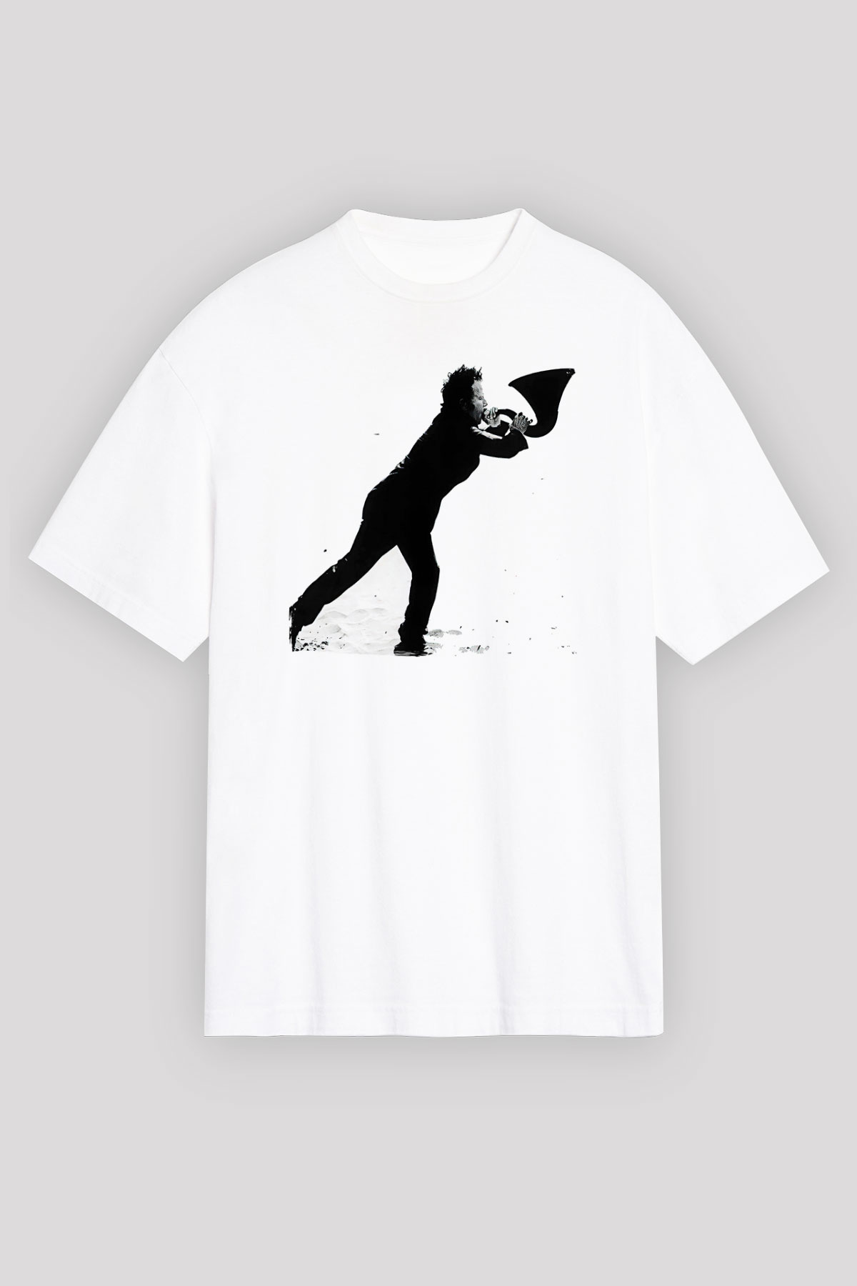 Tom Waits Baskılı Beyaz Unisex Oversize Tişört - Tshirt
