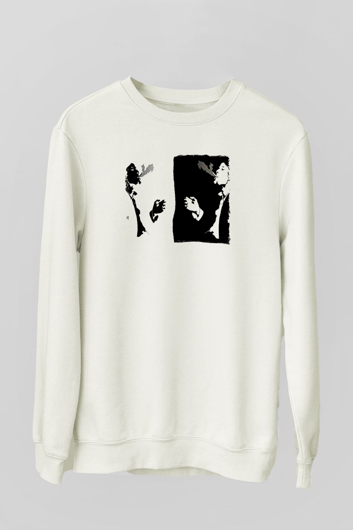 Tom Waits Baskılı Beyaz Unisex Sweatshirt