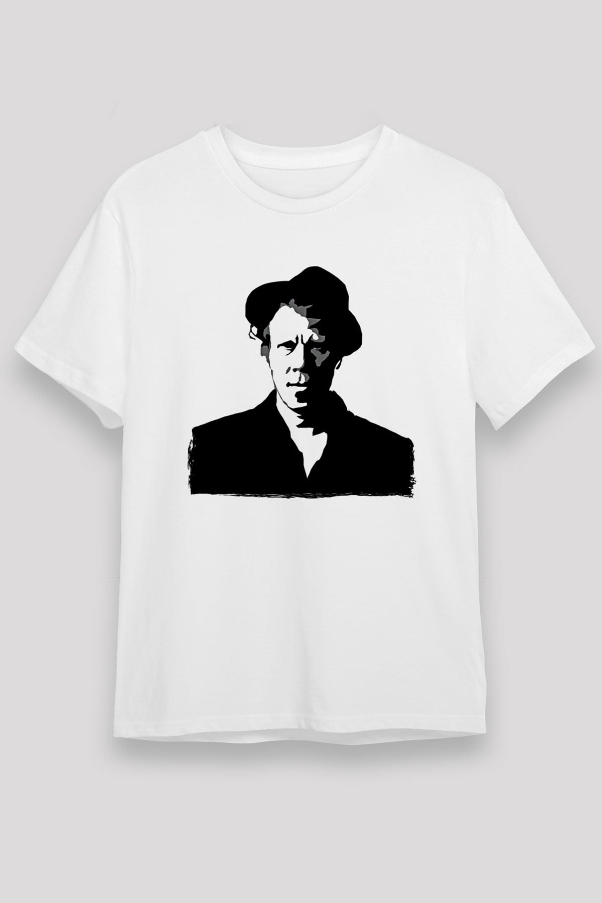 Tom Waits Baskılı Unisex Beyaz Tişört - Tshirt