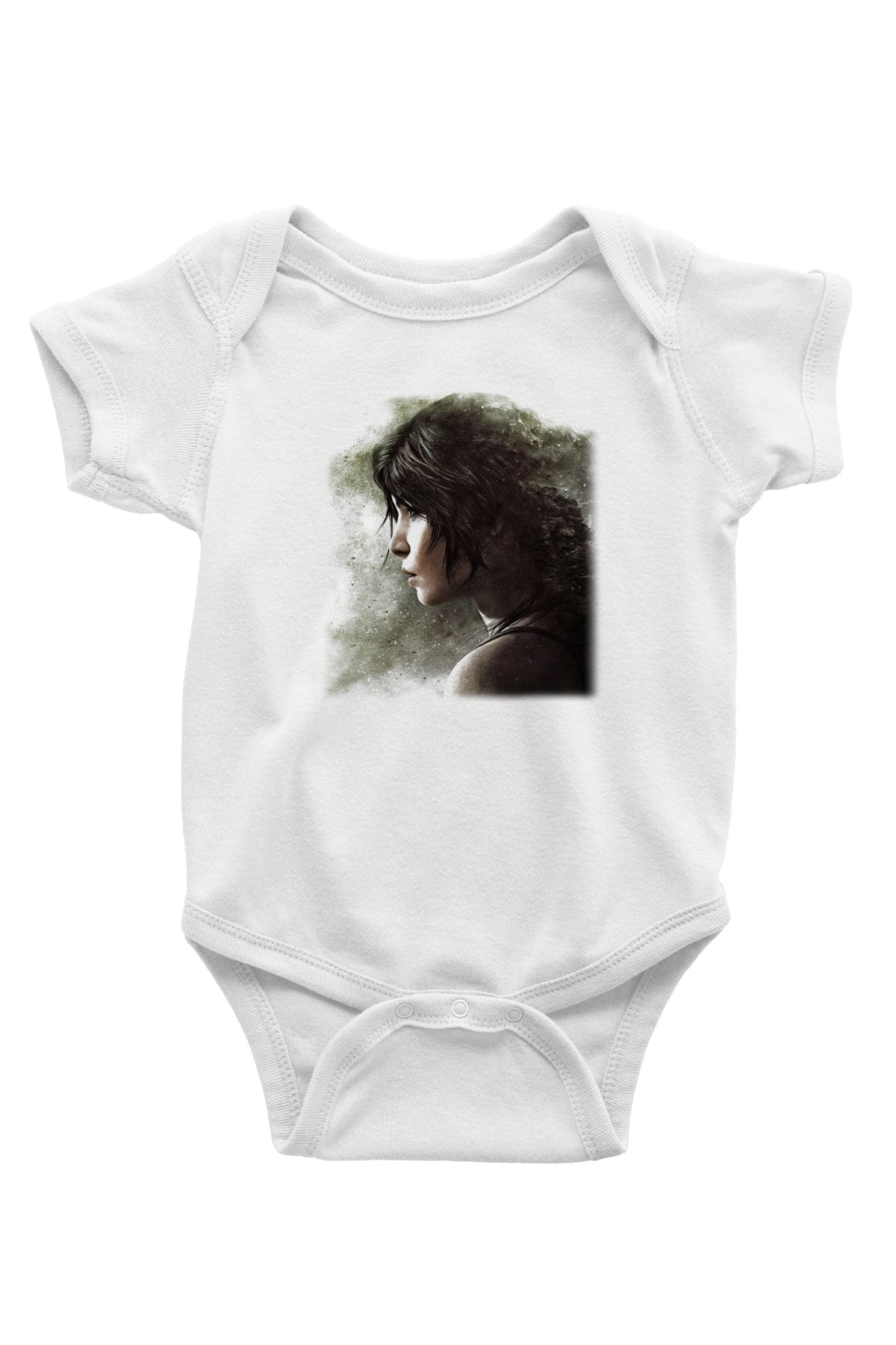 Tomb Raider Baskılı Beyaz Unisex Bebek Body - Zıbın