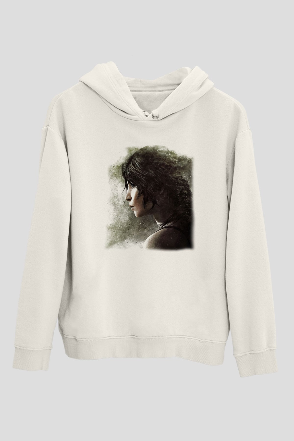 Tomb Raider Beyaz Unisex Hoodie