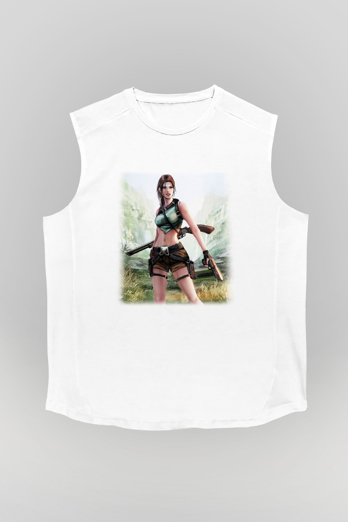 Tomb Raider Beyaz Unisex Kolsuz Tişört