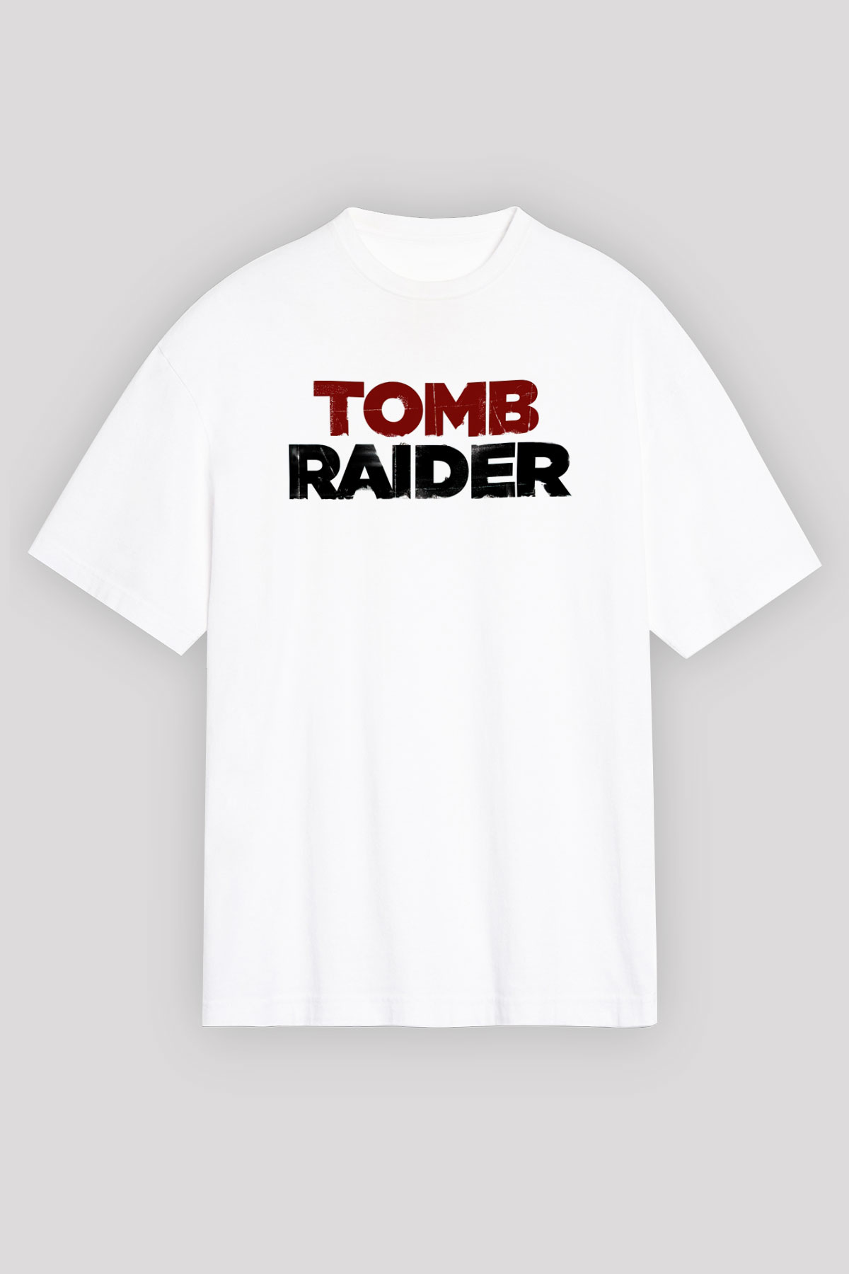 Tomb Raider Beyaz Unisex Oversize Tişört T-Shirt