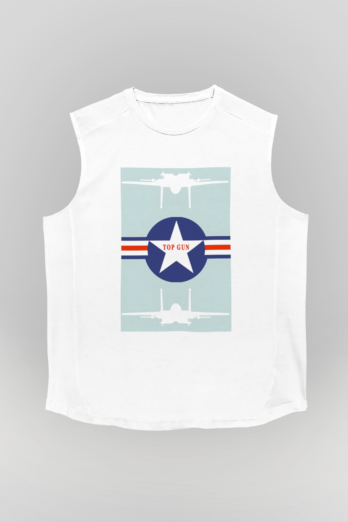 Top Gun Beyaz Unisex Kolsuz Tişört