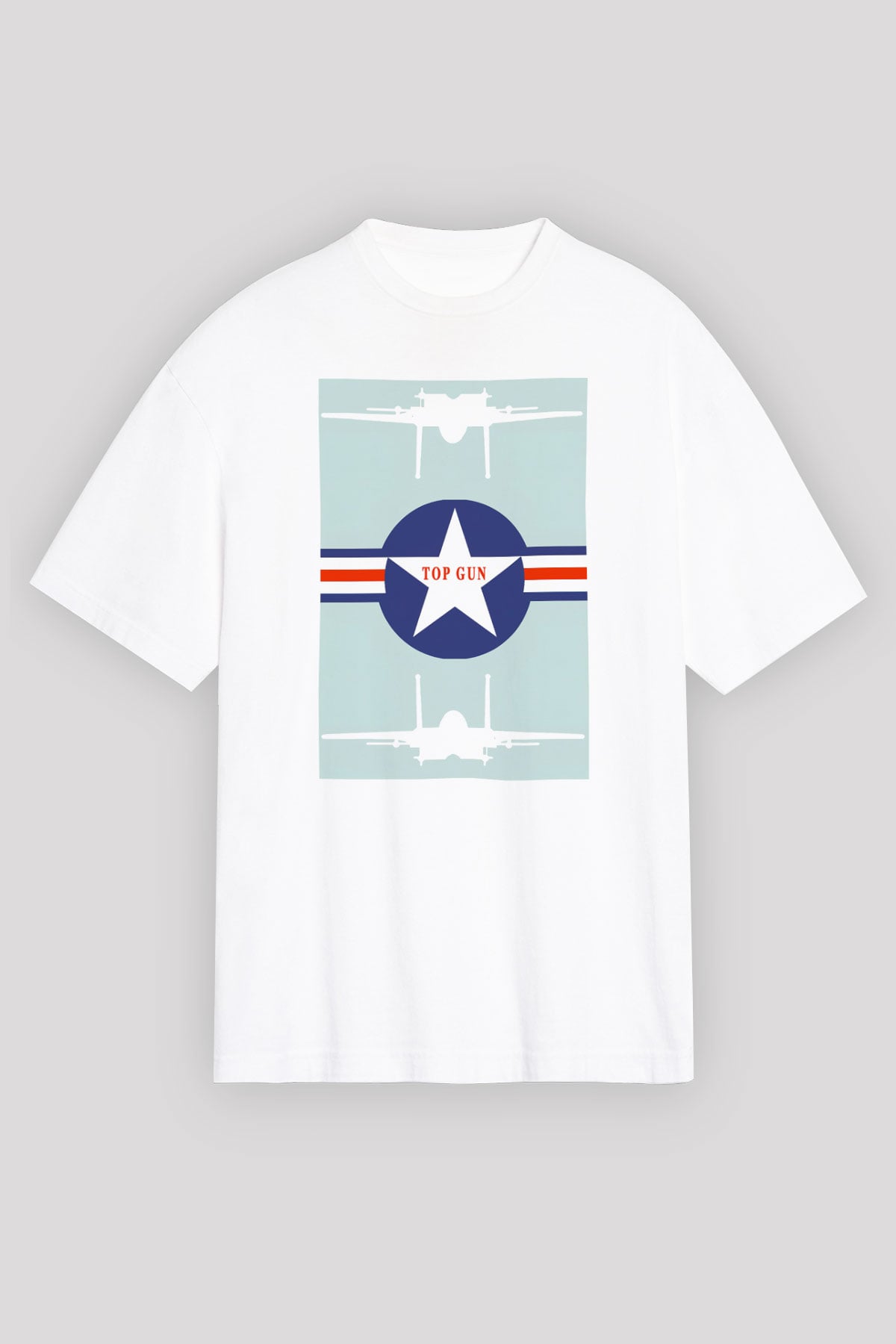 Top Gun Beyaz Unisex Oversize Tişört T-Shirt