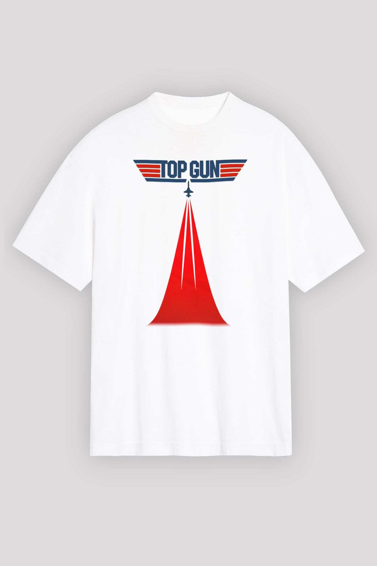 Top Gun Beyaz Unisex Oversize Tişört T-Shirt