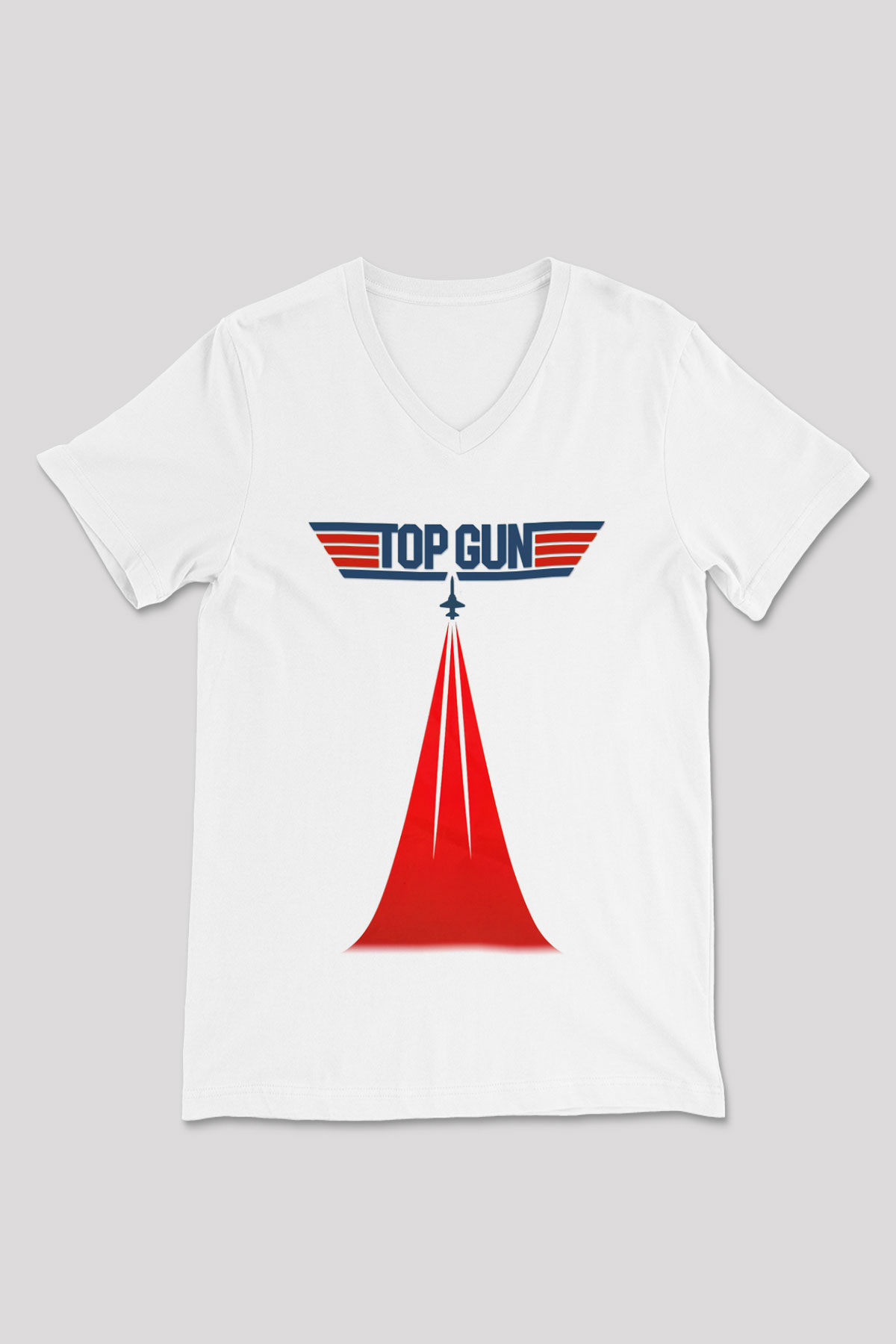 Top Gun Beyaz Unisex V Yaka Tişört T-Shirt