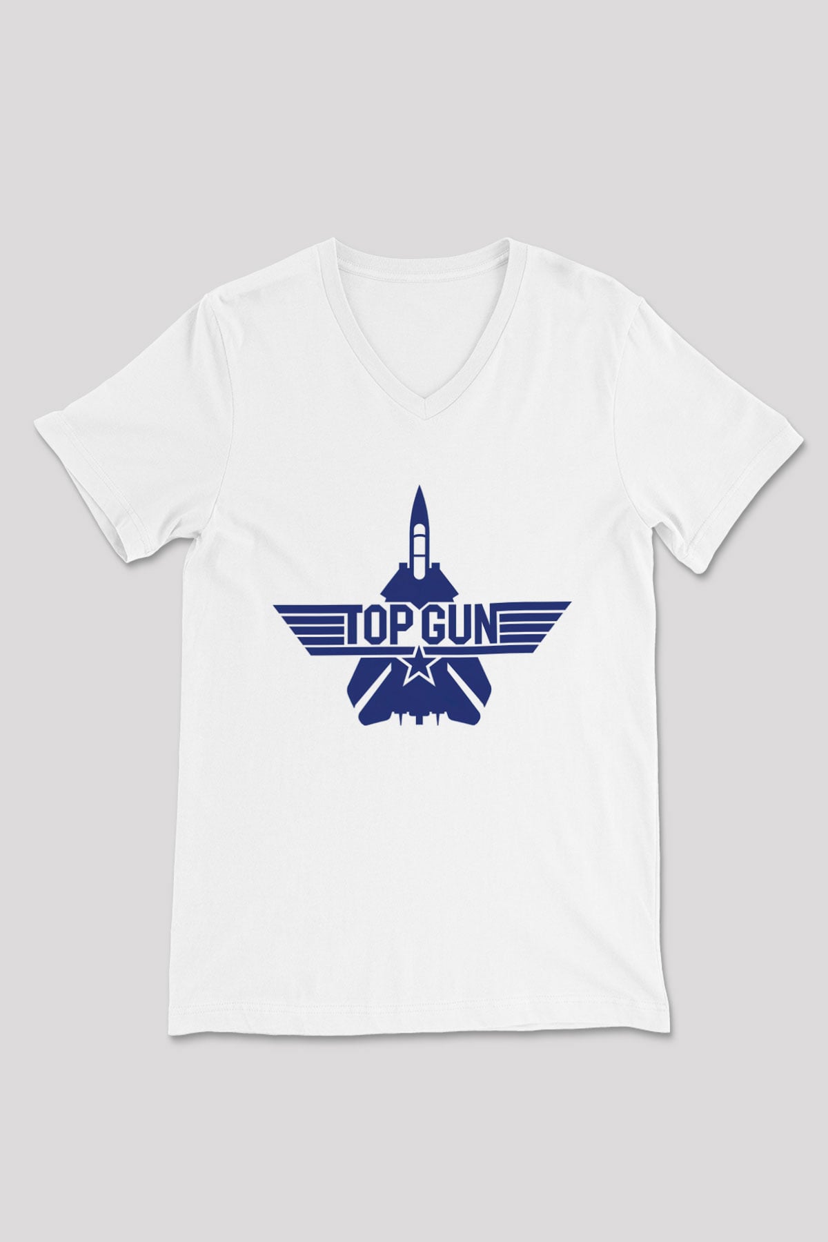 Top Gun Beyaz Unisex V Yaka Tişört T-Shirt