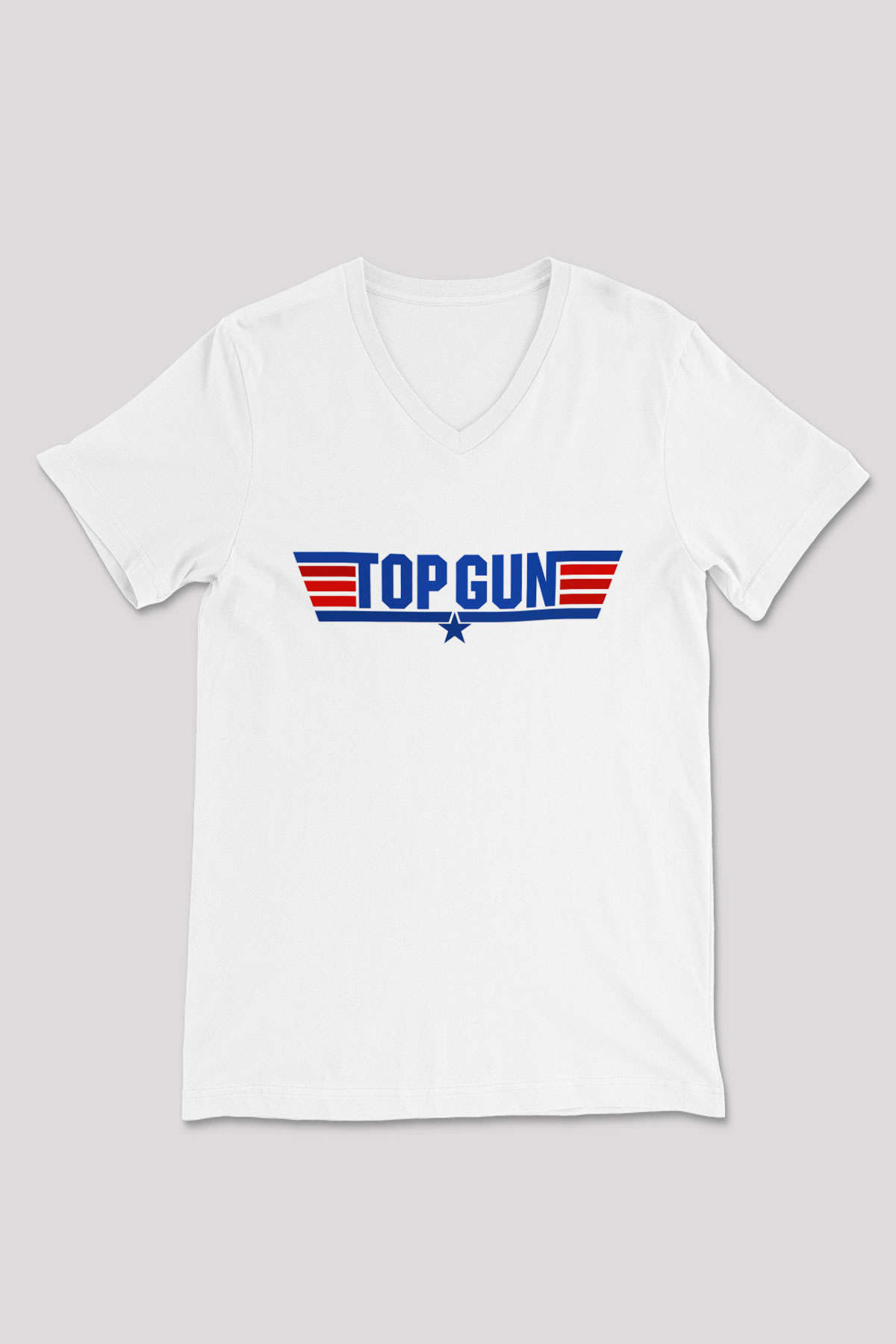 Top Gun Beyaz Unisex V Yaka Tişört T-Shirt