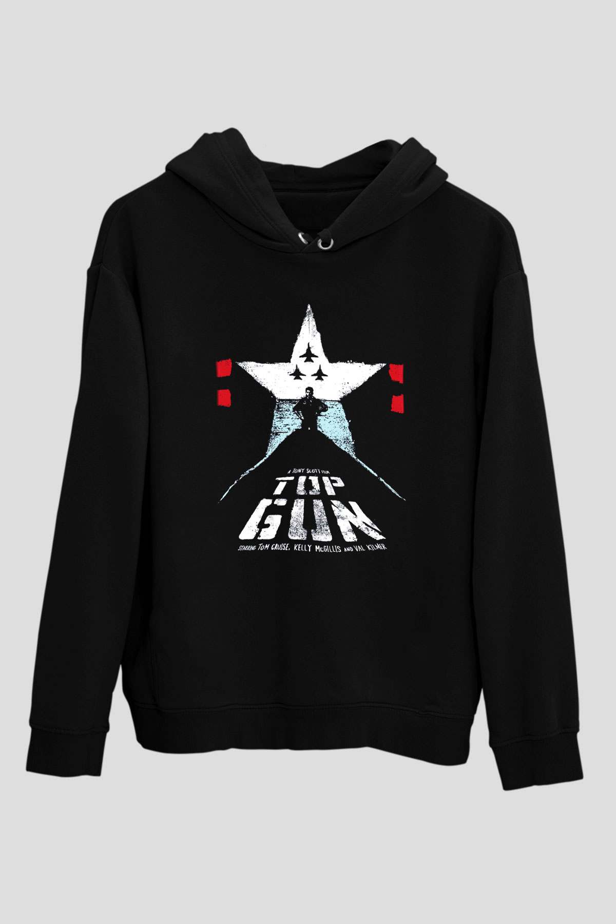 Top Gun Siyah Unisex Kapşonlu Sweatshirt