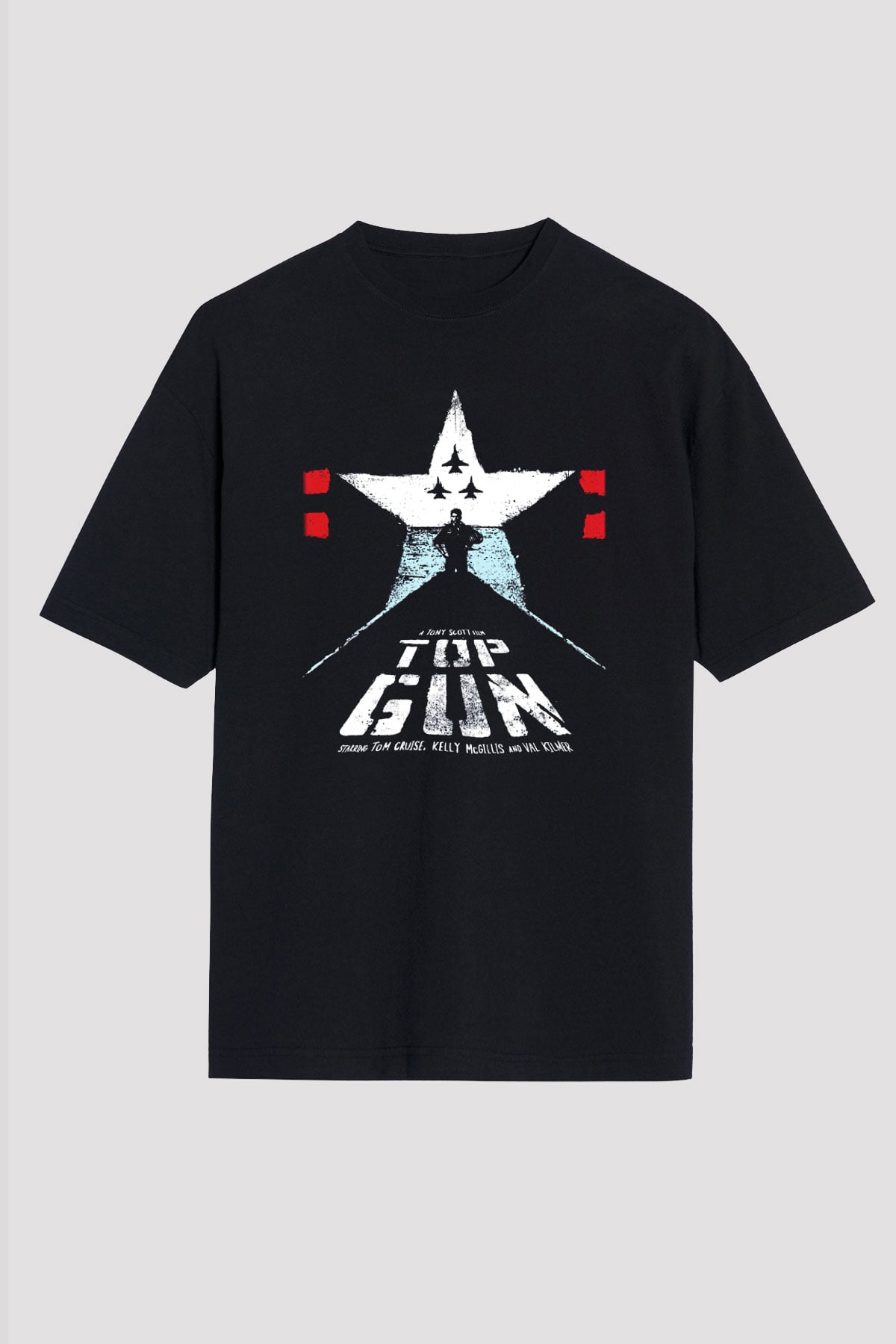 Top Gun Siyah Unisex Oversize Tişört T-Shirt