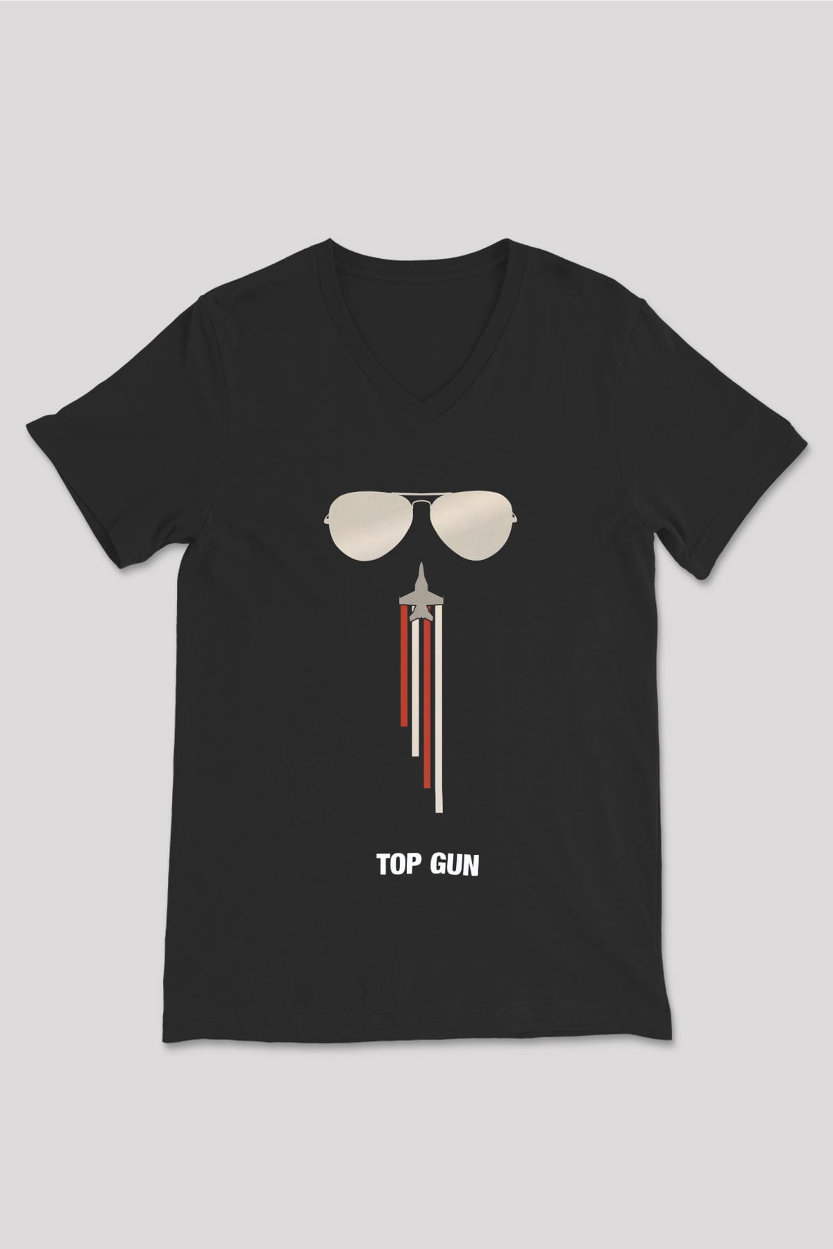 Top Gun Siyah Unisex V Yaka Tişört T-Shirt