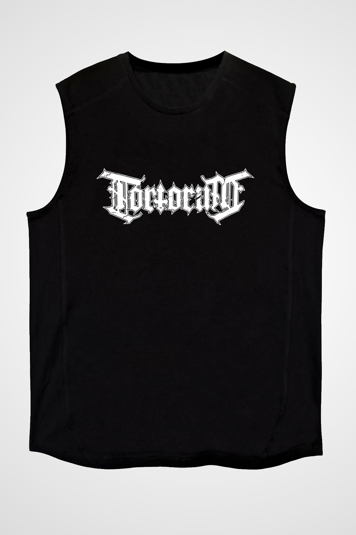 Tortorum Baskılı Unisex Siyah Kolsuz Tişört - Tshirt