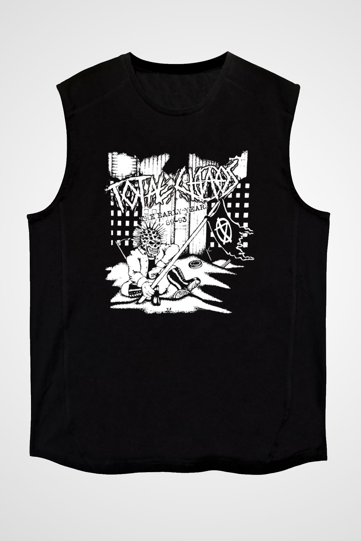 Total Chaos Baskılı Unisex Siyah Kolsuz Tişört - Tshirt