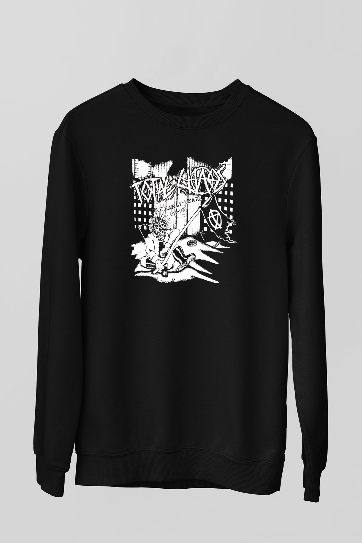 Total Chaos Baskılı Unisex Siyah Sweatshirt