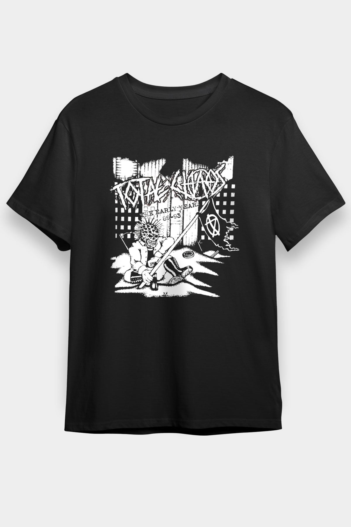 Total Chaos Baskılı Unisex Siyah Tişört - Tshirt