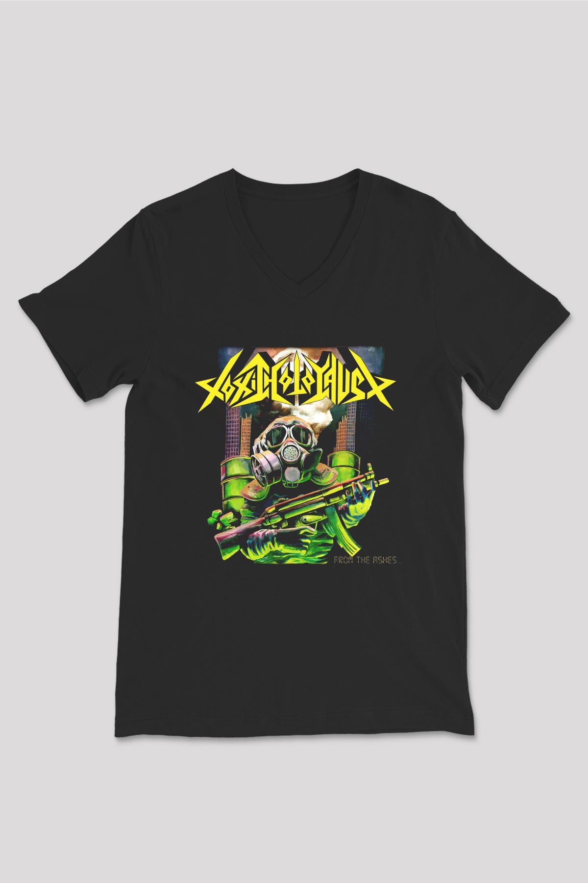 Toxic Holocaust Siyah Unisex V Yaka Tişört T-Shirt