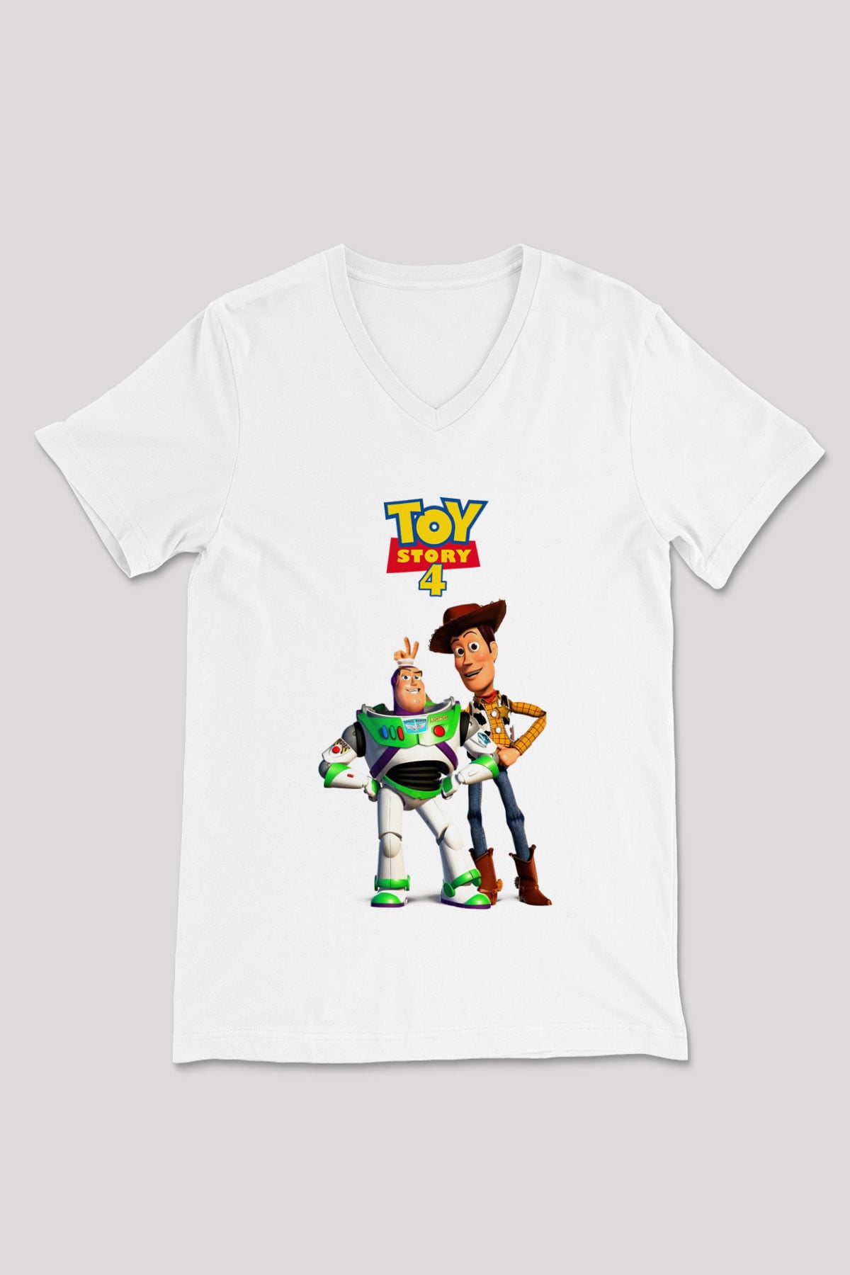 Toy Story Beyaz Unisex V Yaka Tişört