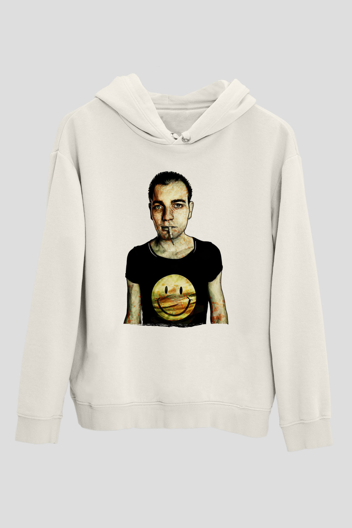 Trainspotting Baskılı Beyaz Unisex Hoodie