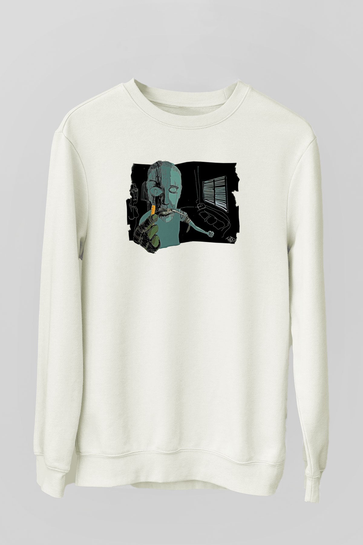 Trainspotting Baskılı Beyaz Unisex Sweatshirt