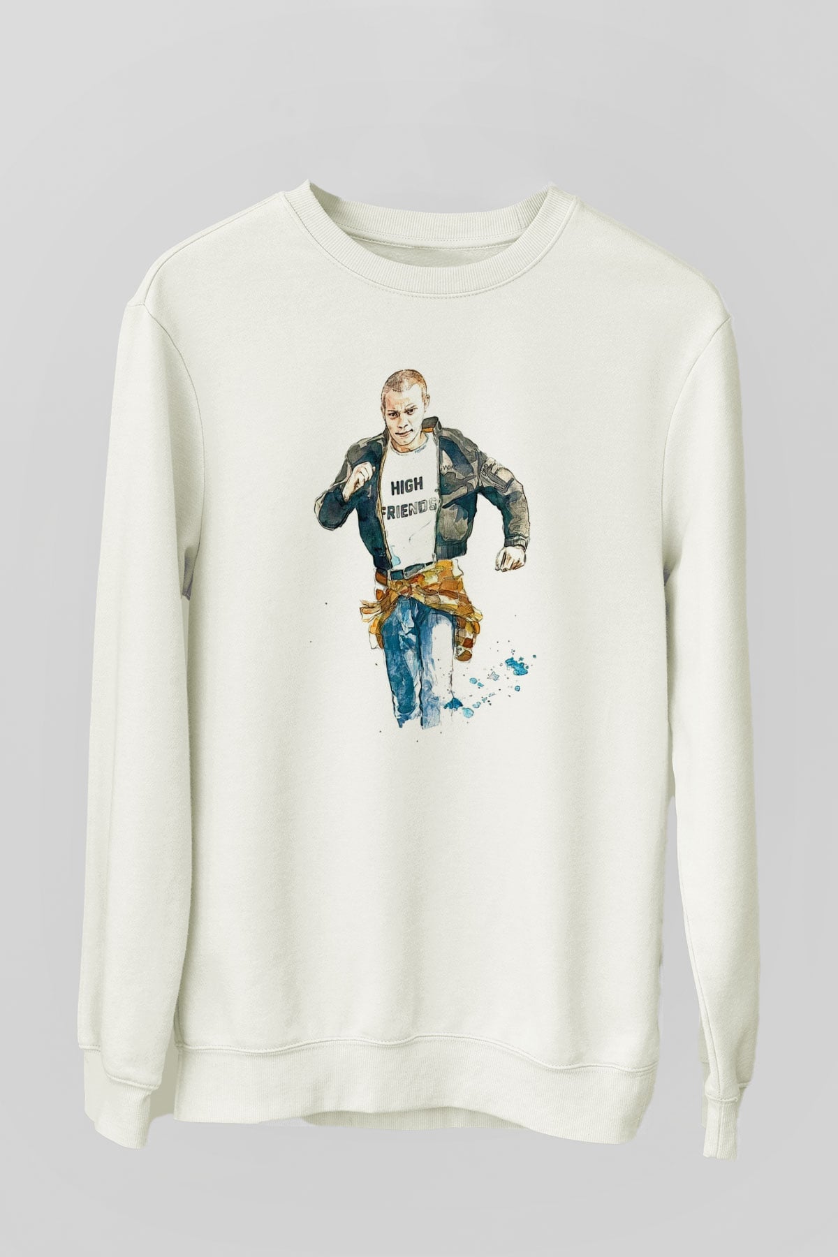 Trainspotting Baskılı Beyaz Unisex Sweatshirt