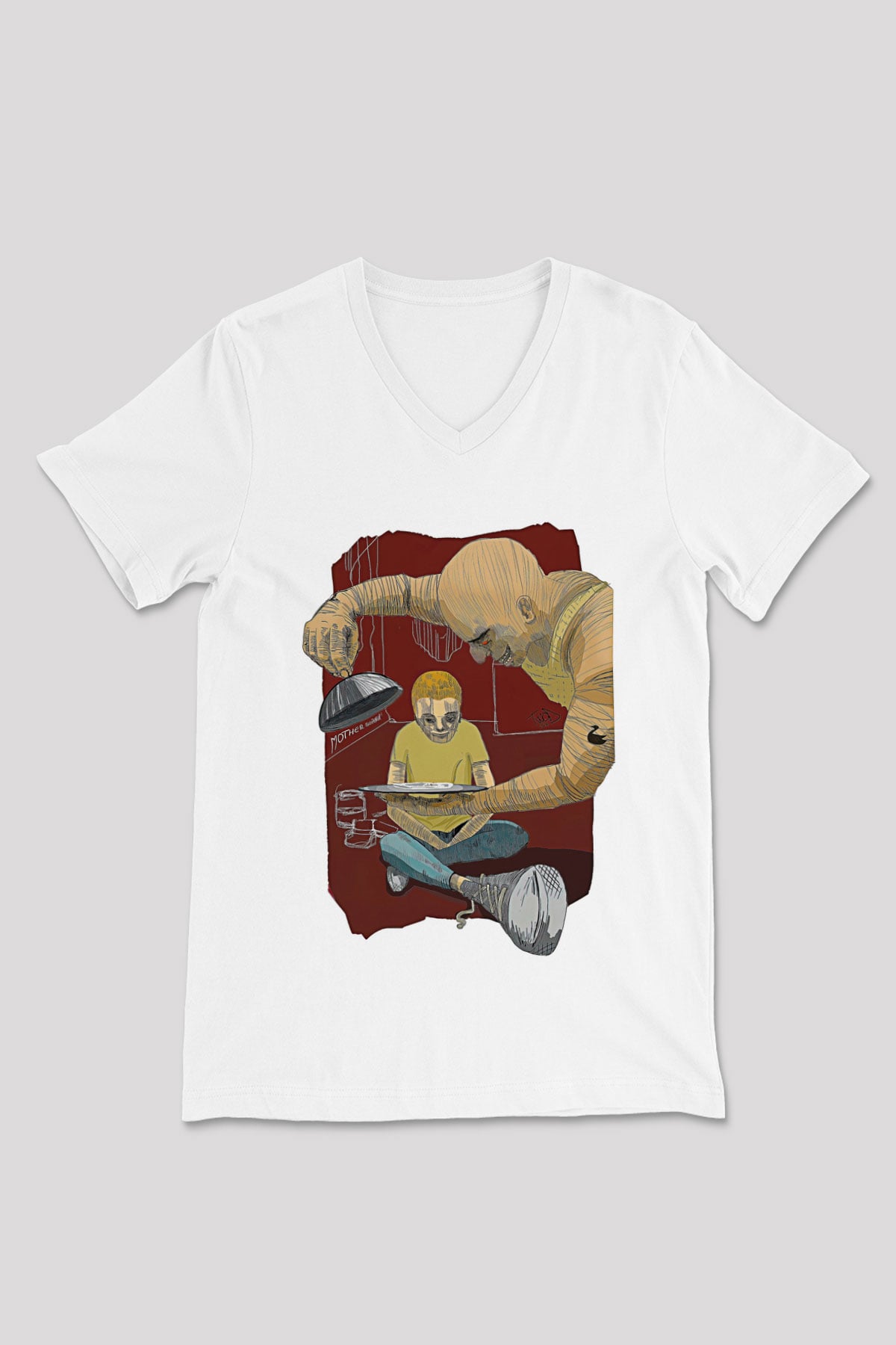 Trainspotting Baskılı Beyaz Unisex V Yaka Tişört - Tshirt