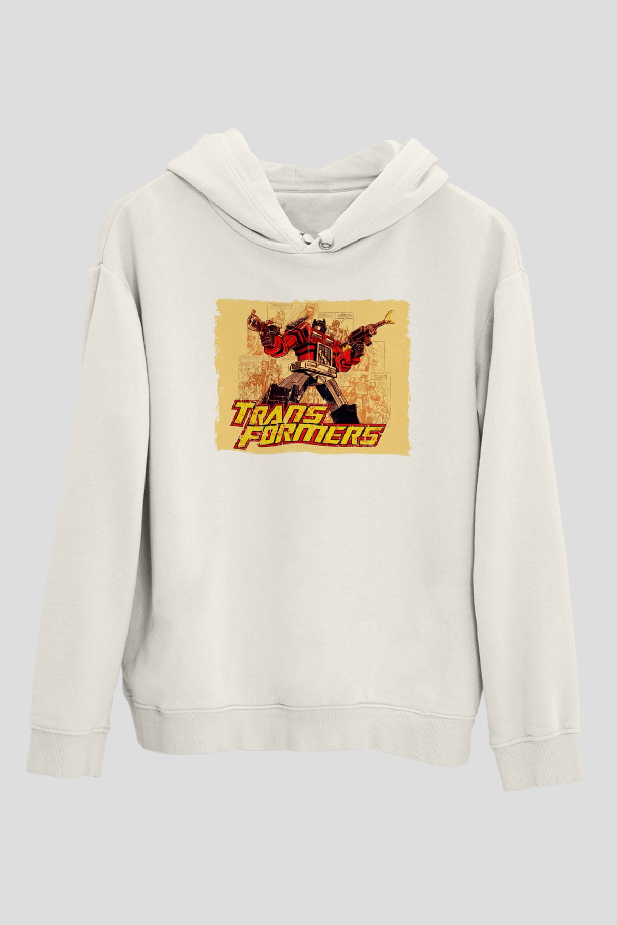 Transformers Beyaz Unisex Hoodie