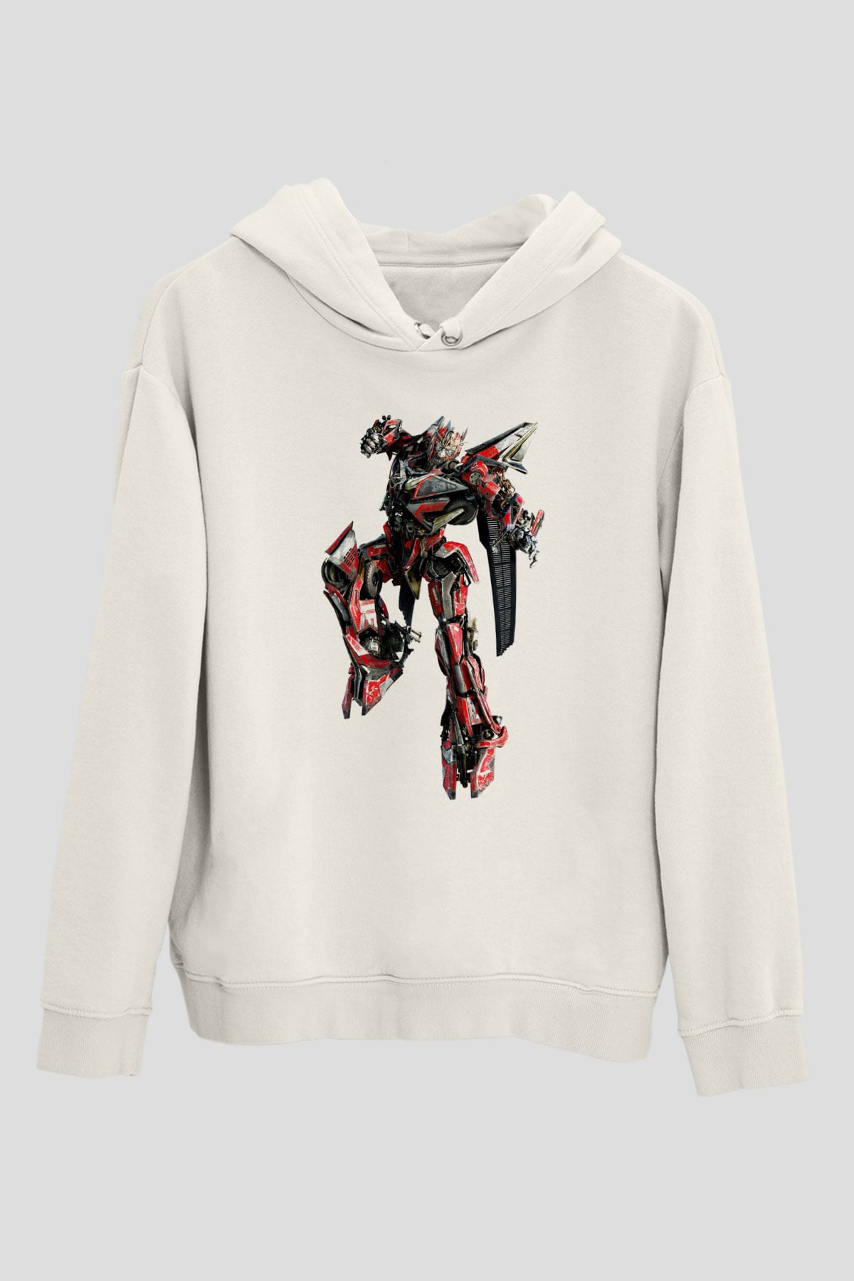 Transformers Beyaz Unisex Kapşonlu Sweatshirt