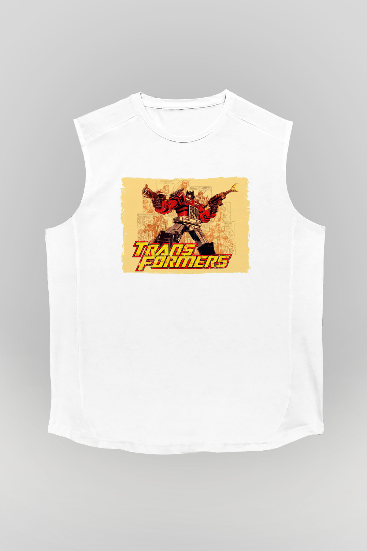 Transformers Beyaz Unisex  Kolsuz Tişört