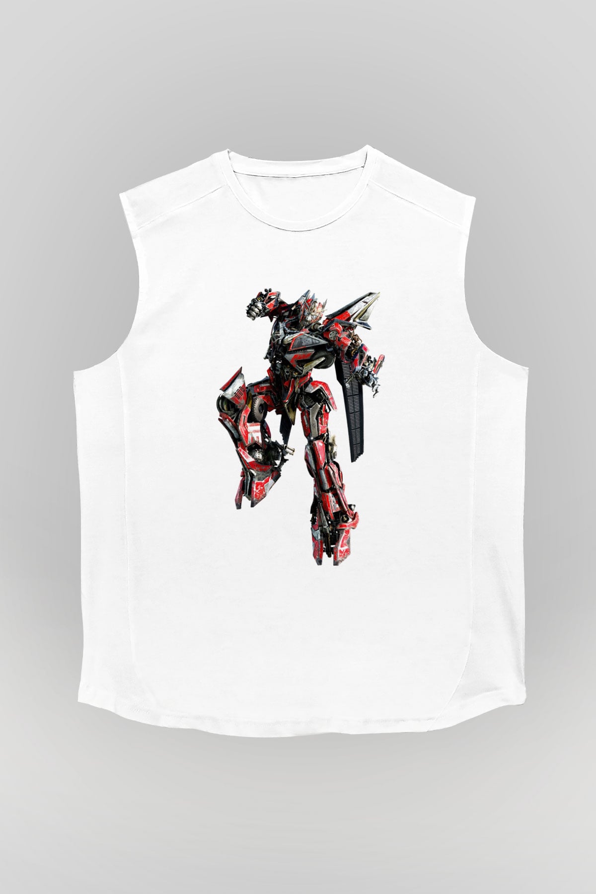 Transformers Beyaz Unisex Kolsuz Tişört