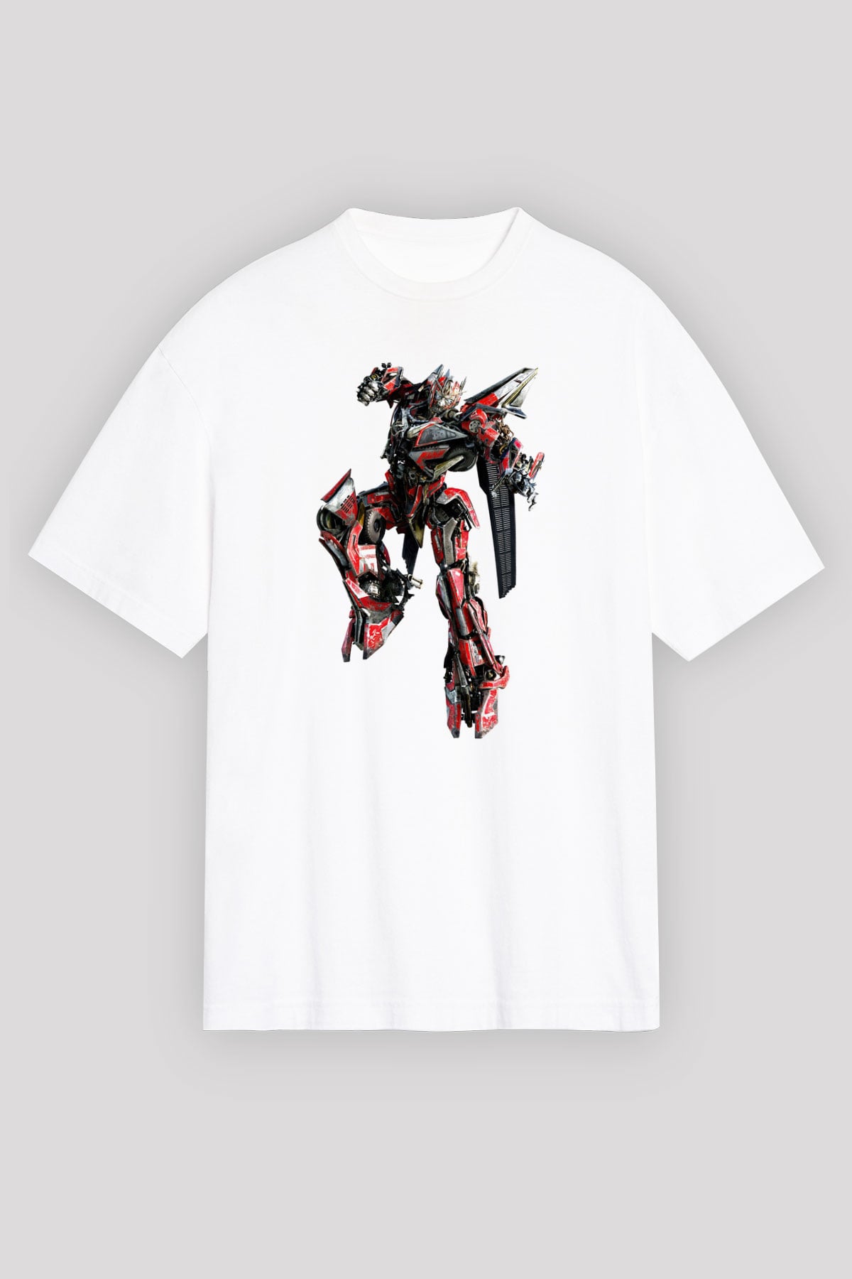 Transformers Beyaz Unisex Oversize Tişört