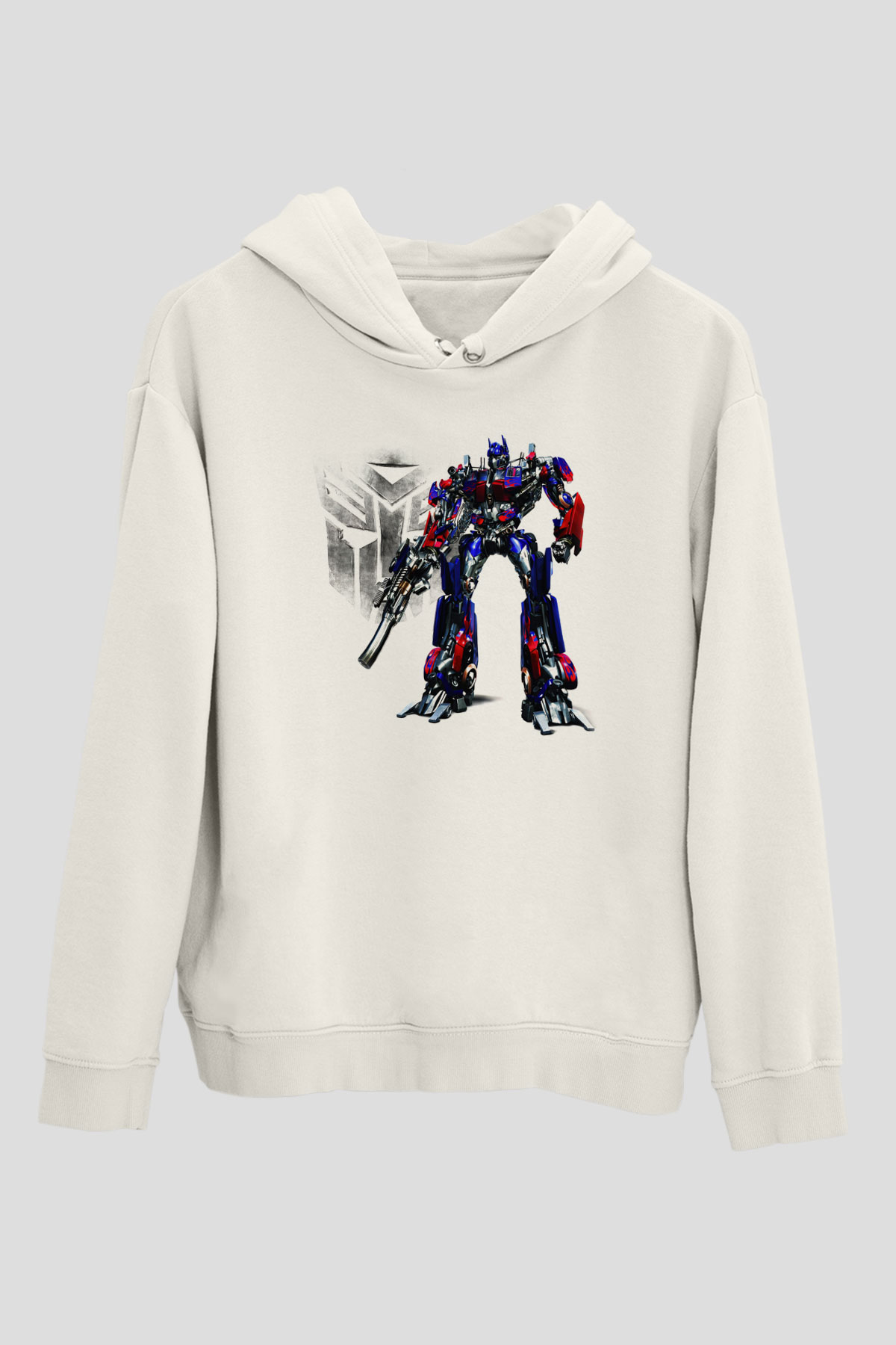 Transformers Tv Beyaz Unisex Kapşonlu Sweatshirt