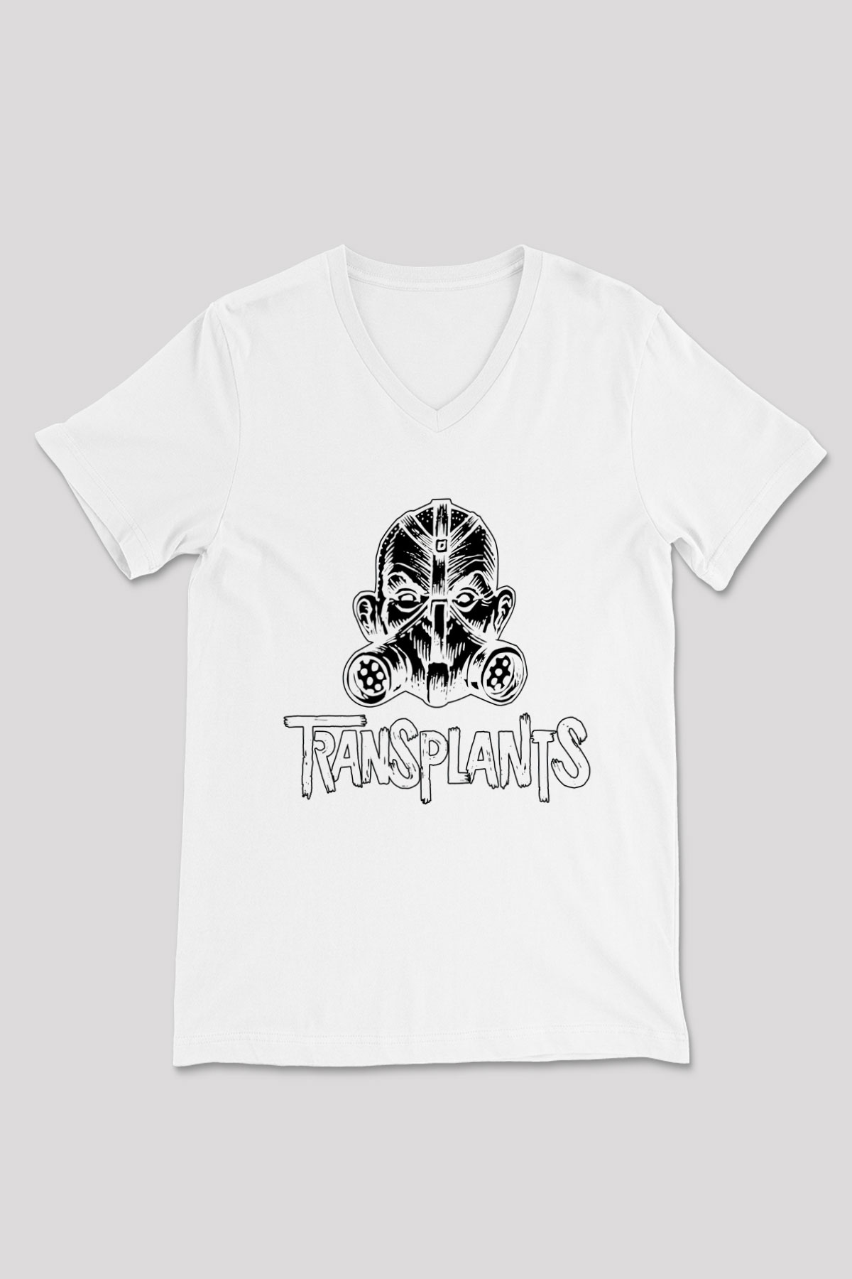 Transplants Beyaz Unisex V Yaka Tişört T-Shirt