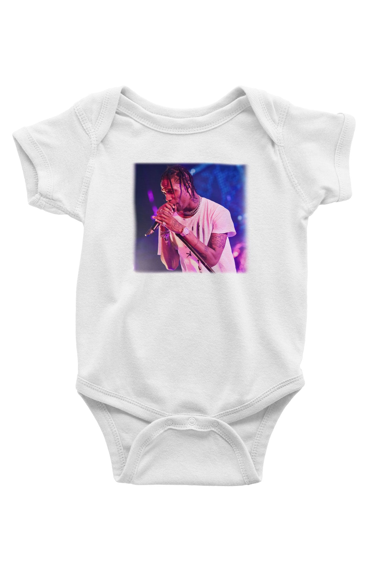 Travis Scott Baskılı Beyaz Unisex Bebek Body - Zıbın