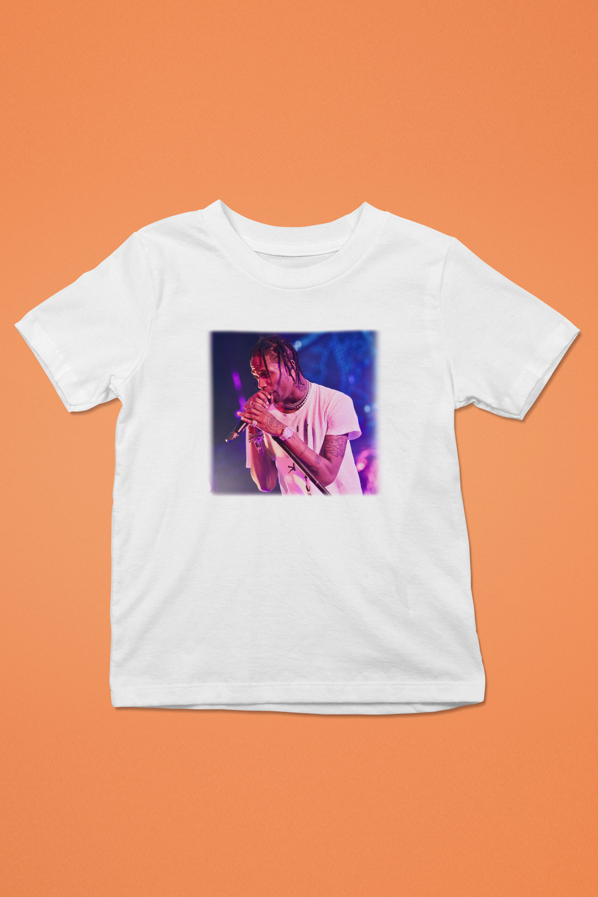 Travis Scott Baskılı Beyaz Unisex Çocuk Tişört