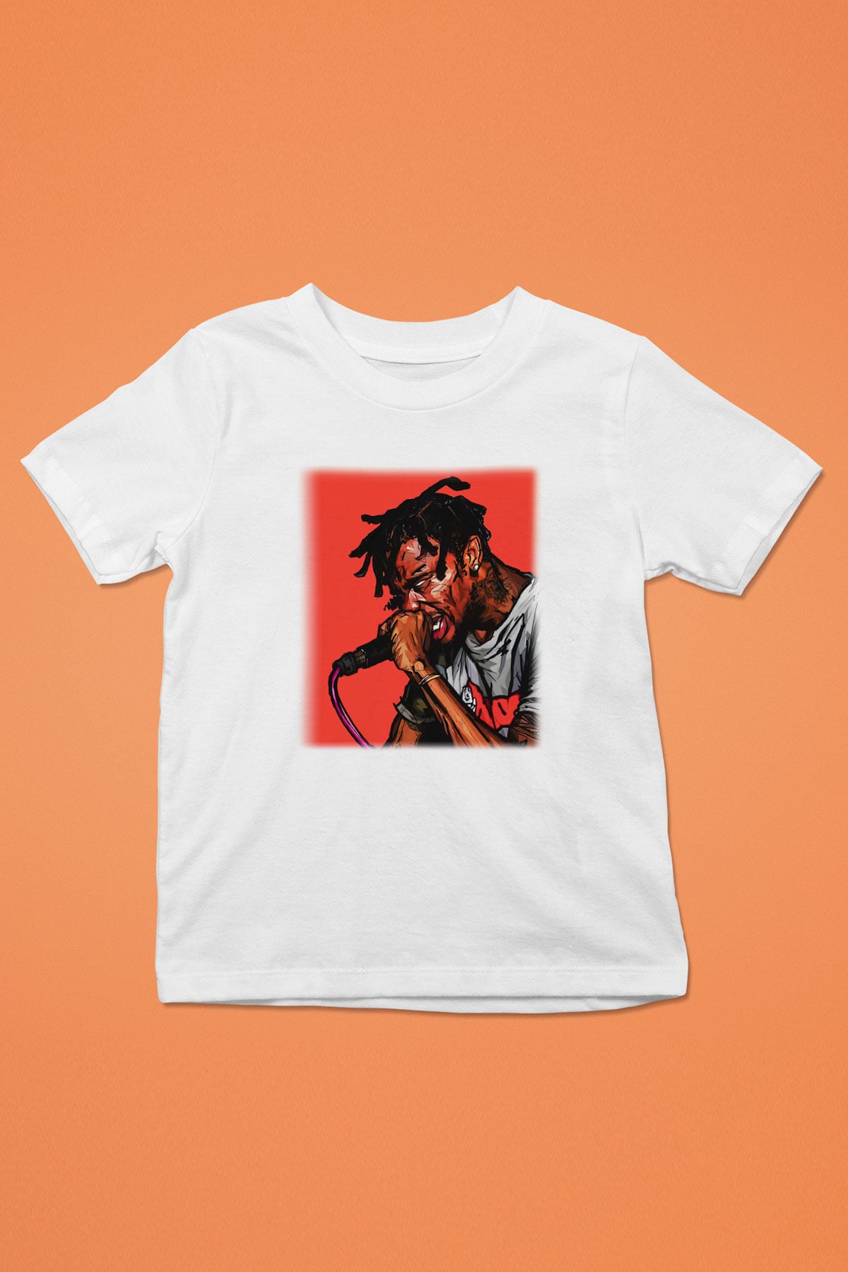 Travis Scott Baskılı Beyaz Unisex Çocuk Tişört