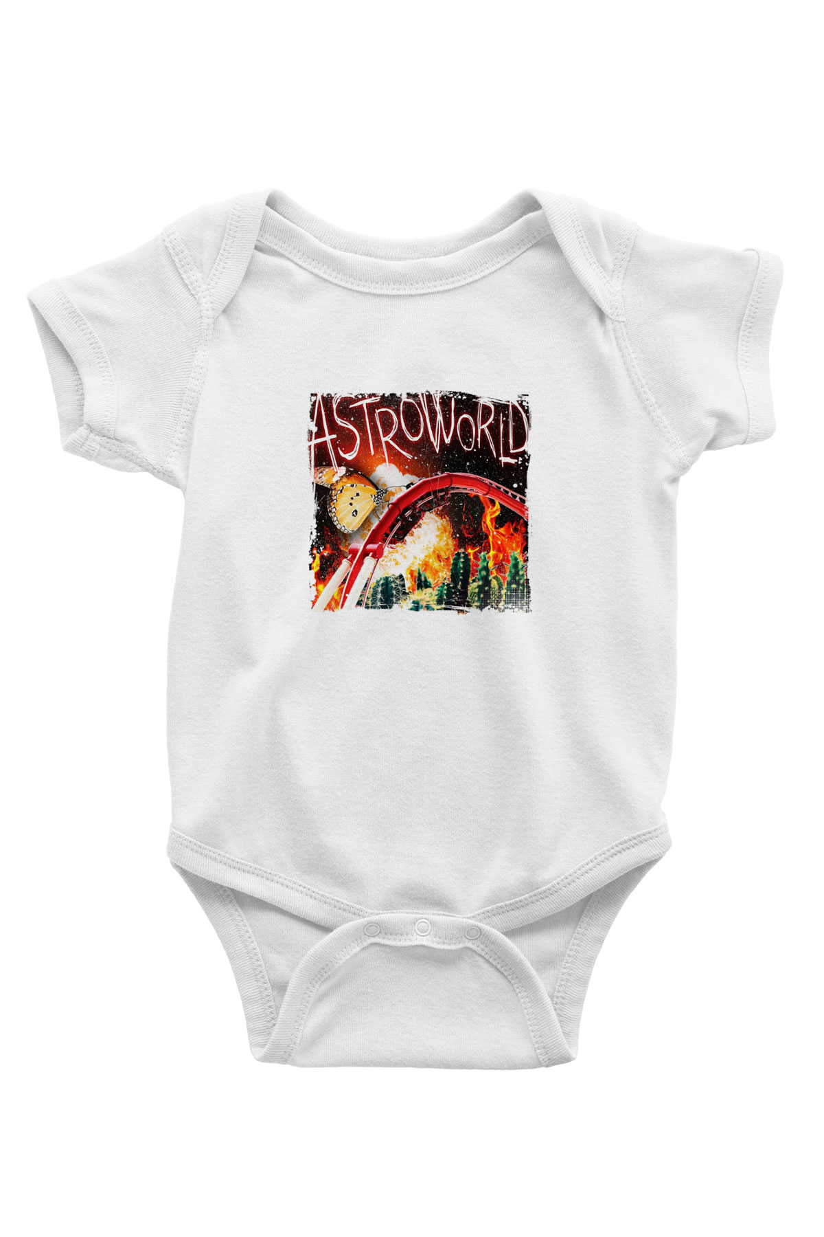 Travis Scott Baskılı Unisex Beyaz Bebek Body - Zıbın