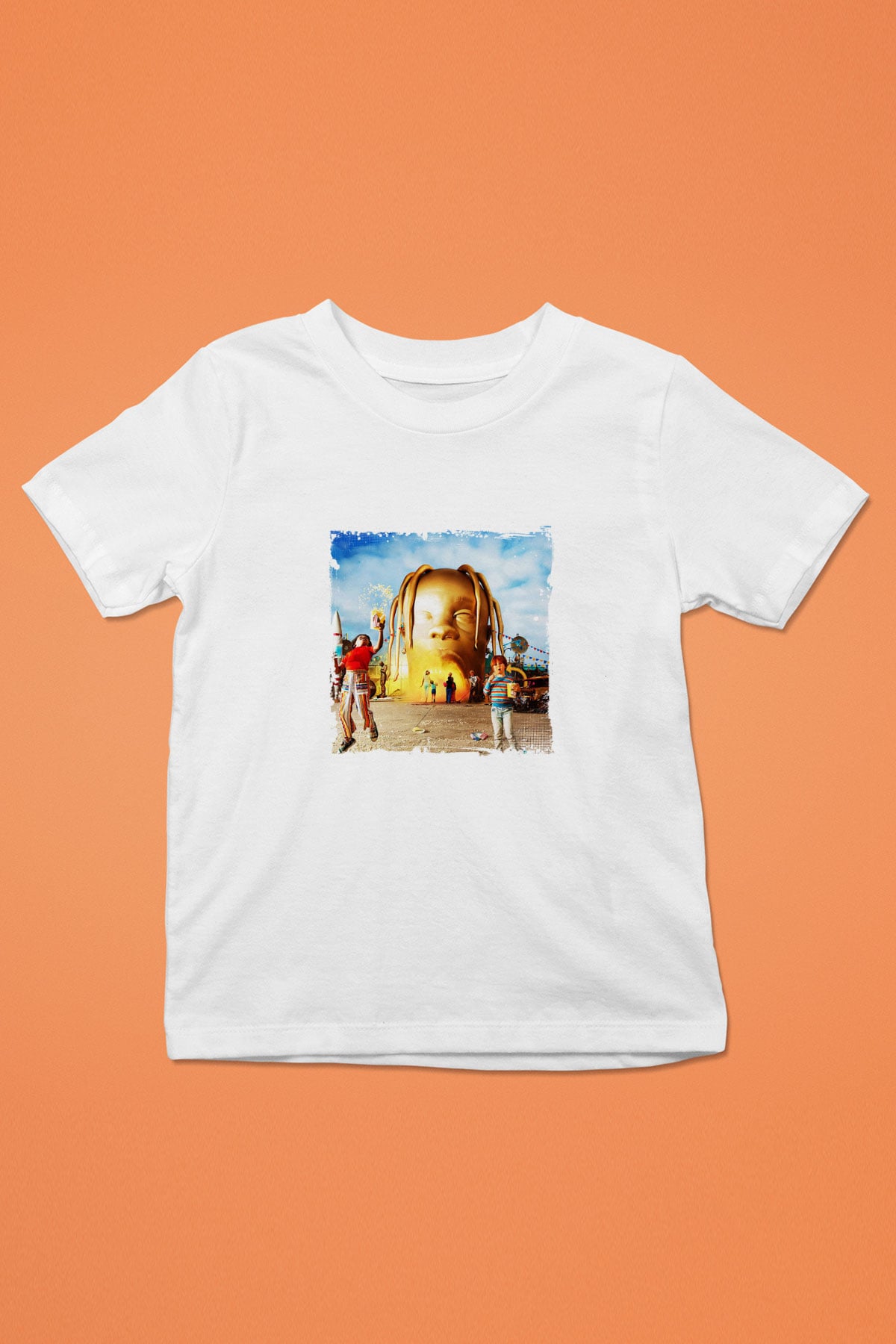 Travis Scott Baskılı Unisex Beyaz Çocuk Tişört