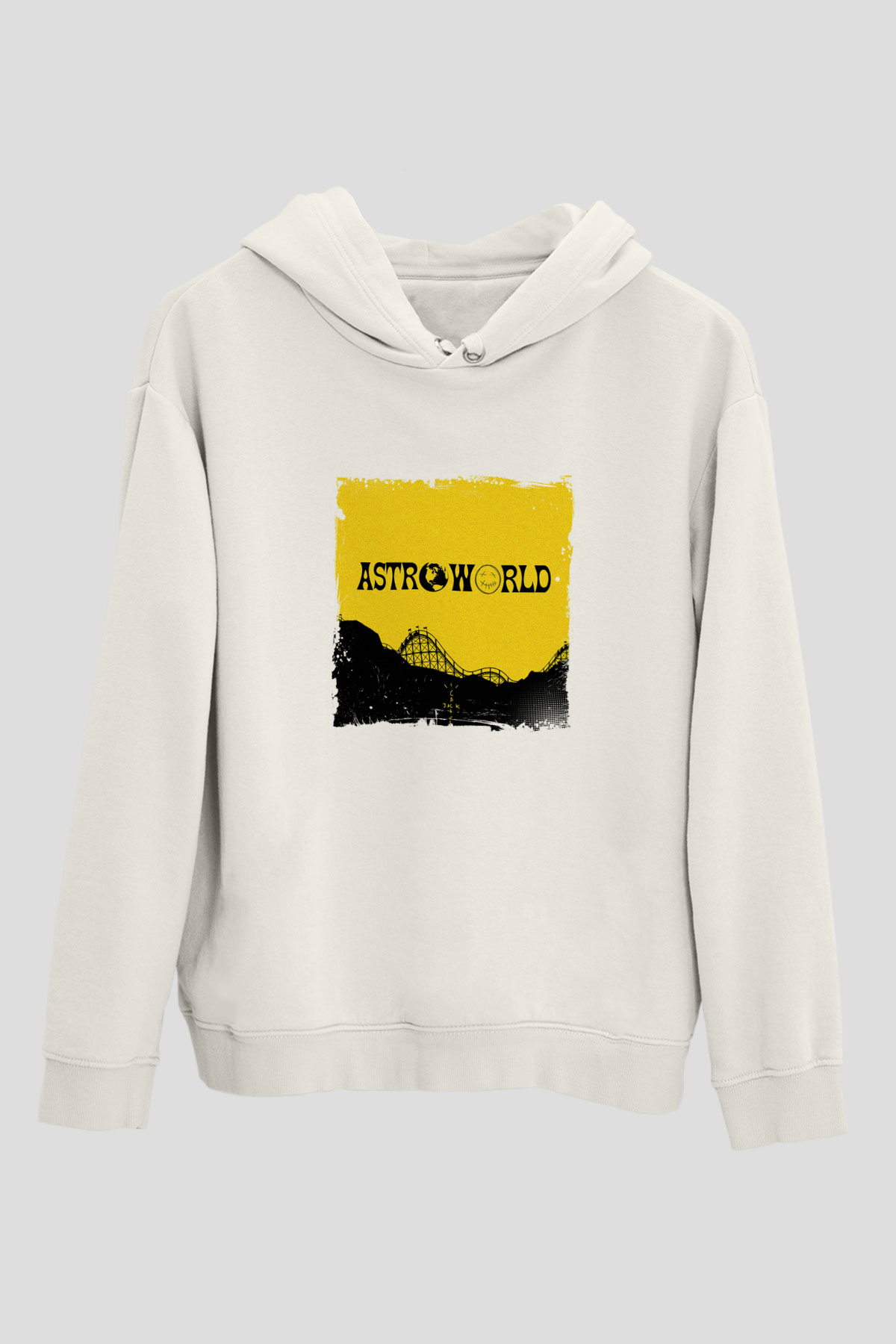 Travis Scott Baskılı Unisex Beyaz Kapüşonlu Sweatshirt